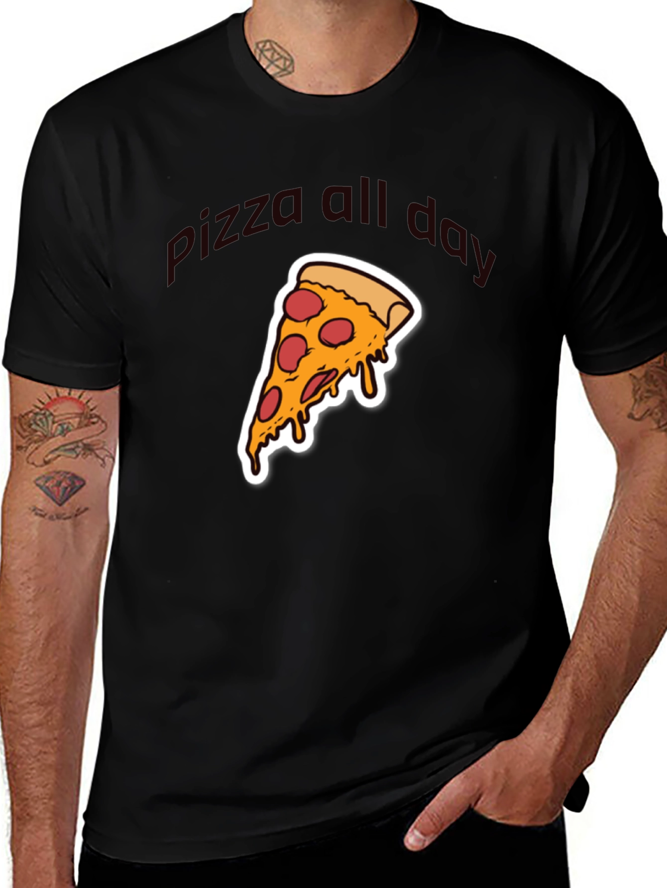 Variant 2 of Pizza All Day Graphic T-Shirt - Casual Wear