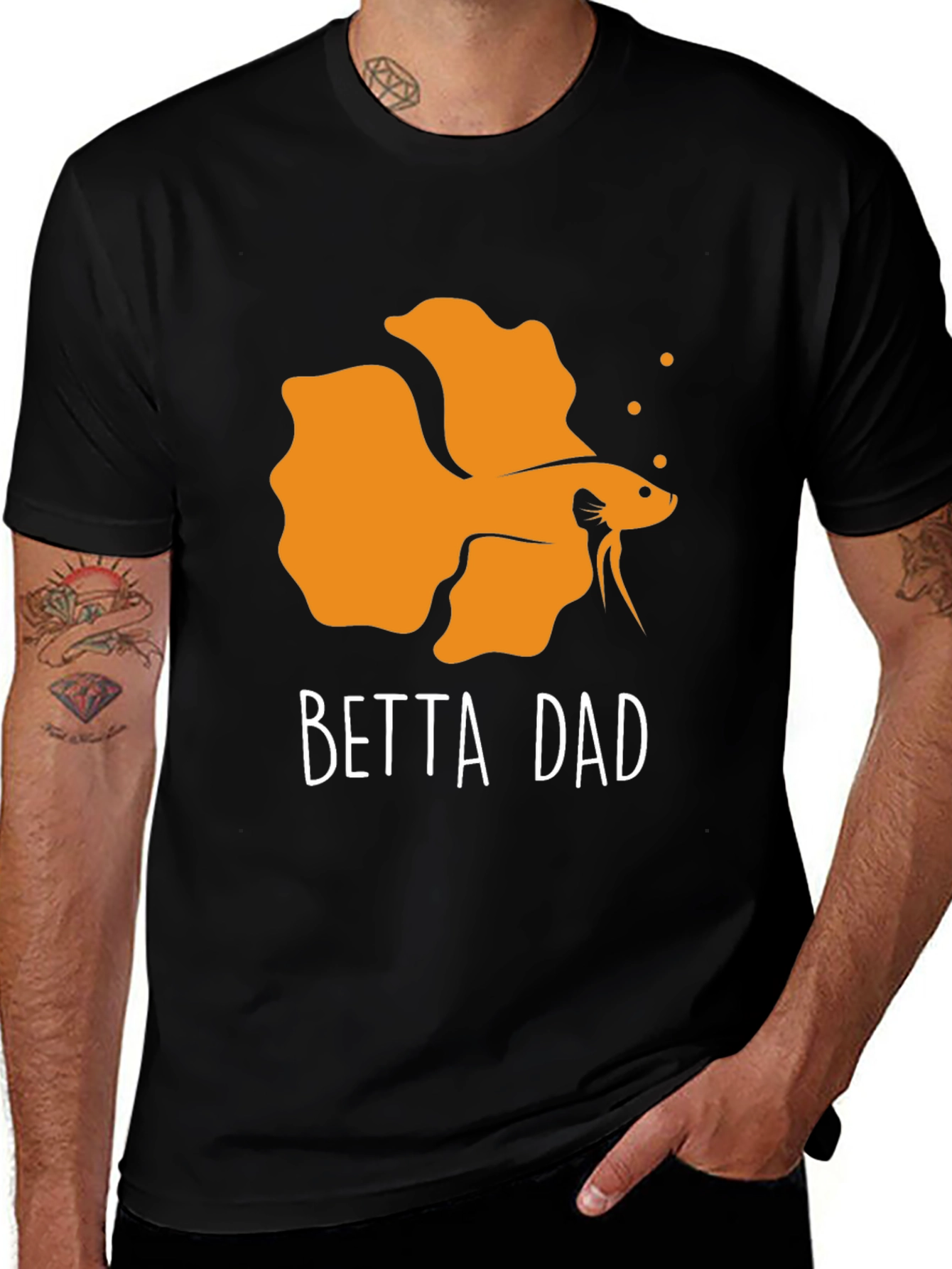 Betta Dad Graphic Tee - Black Cotton T-Shirt