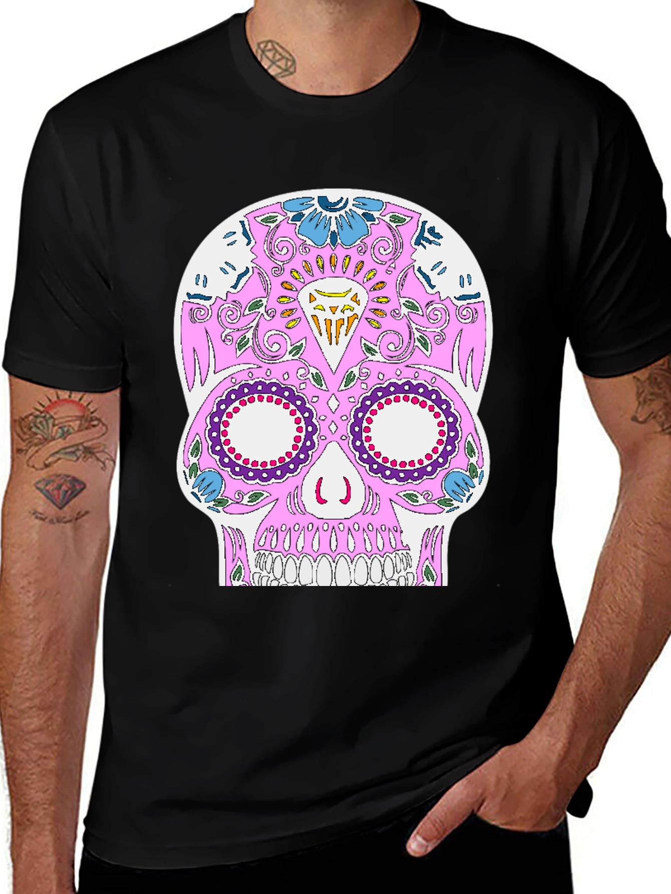 Variant 5 of Sugar Skull Graphic Tee - Black