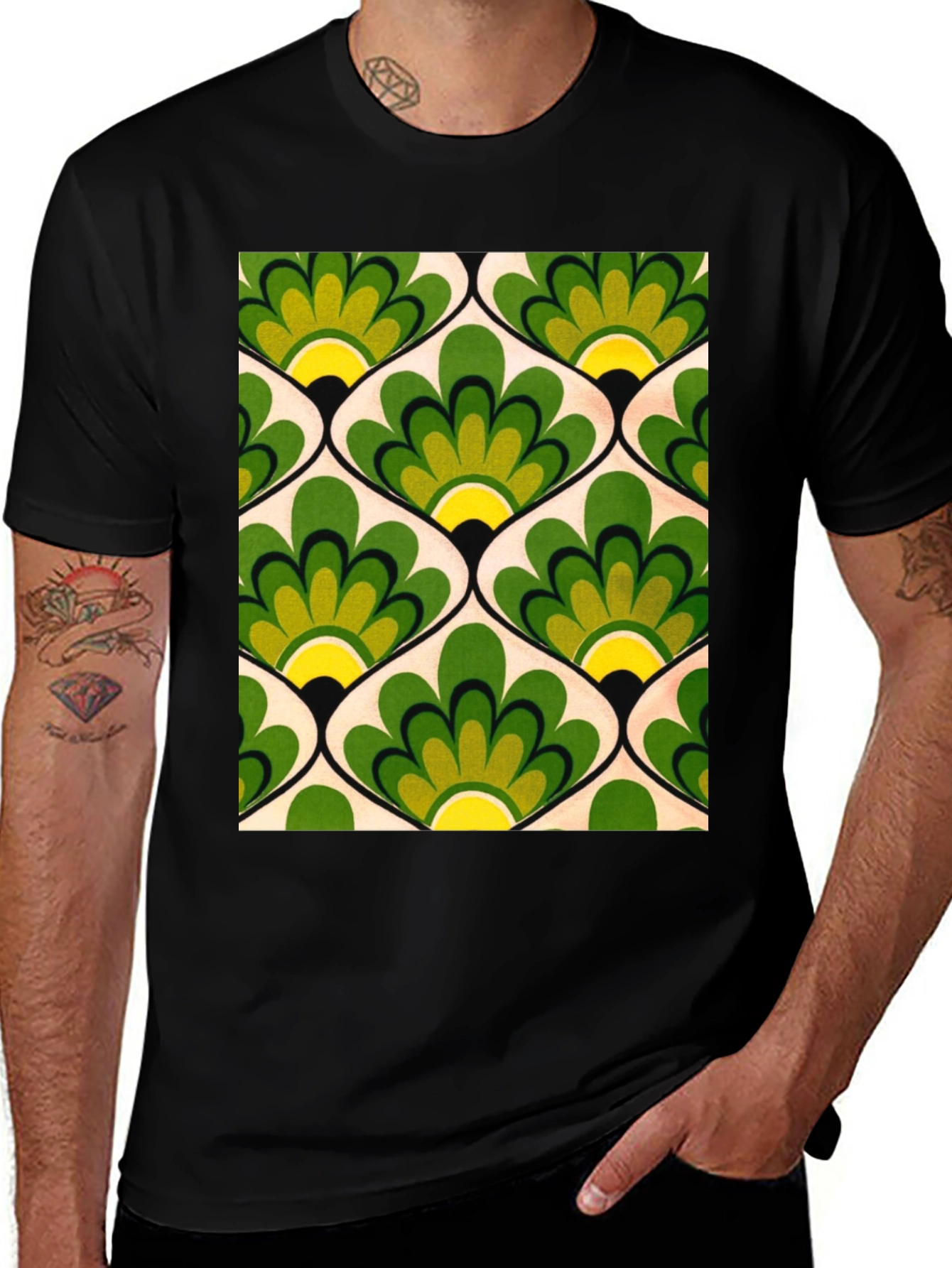 Variant 9 of Retro Floral Pattern T-Shirt - Vintage Style Tee