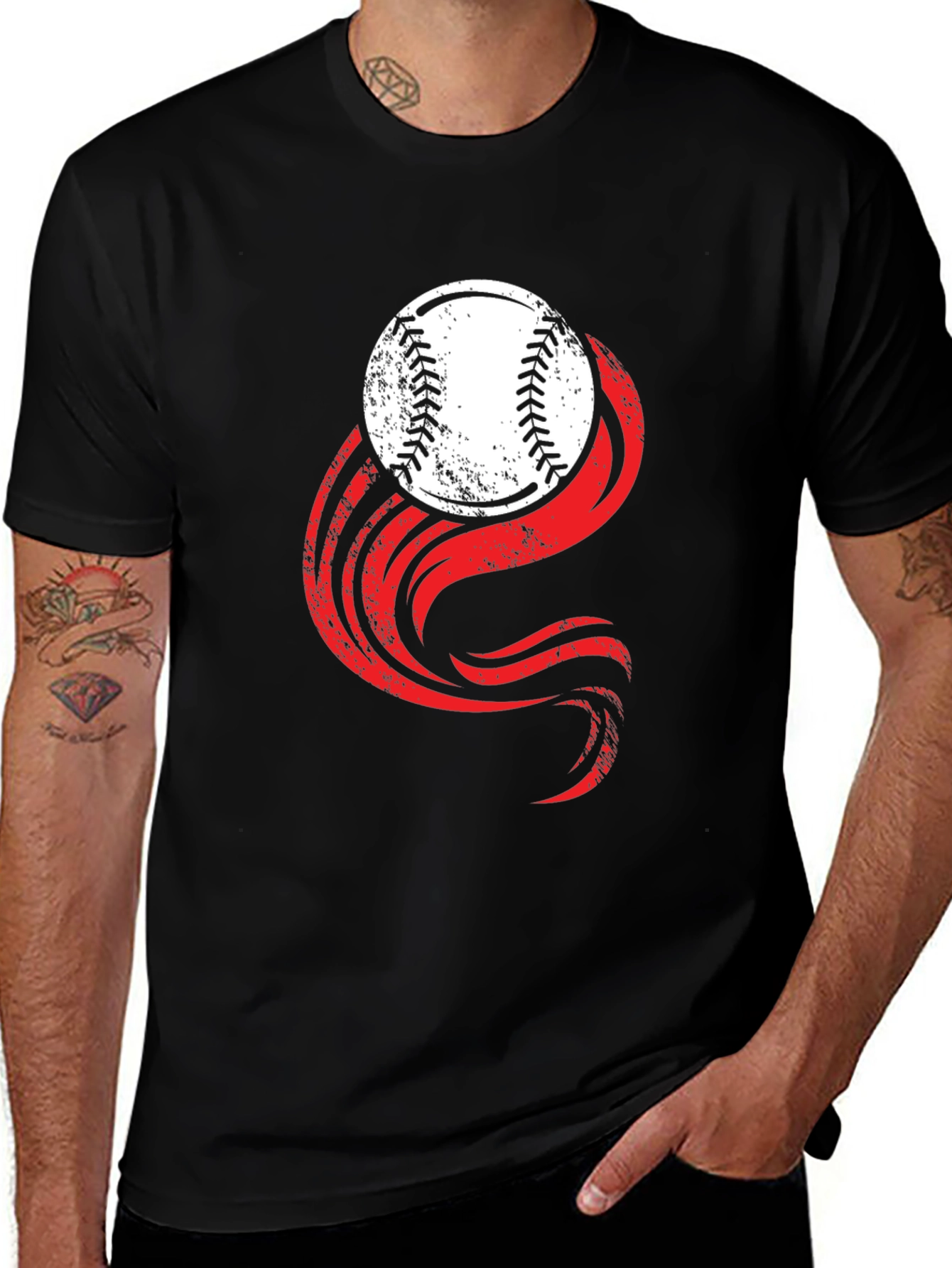 Variant 27 of Baseball Graphic Tee - Sporty Black T-Shirt