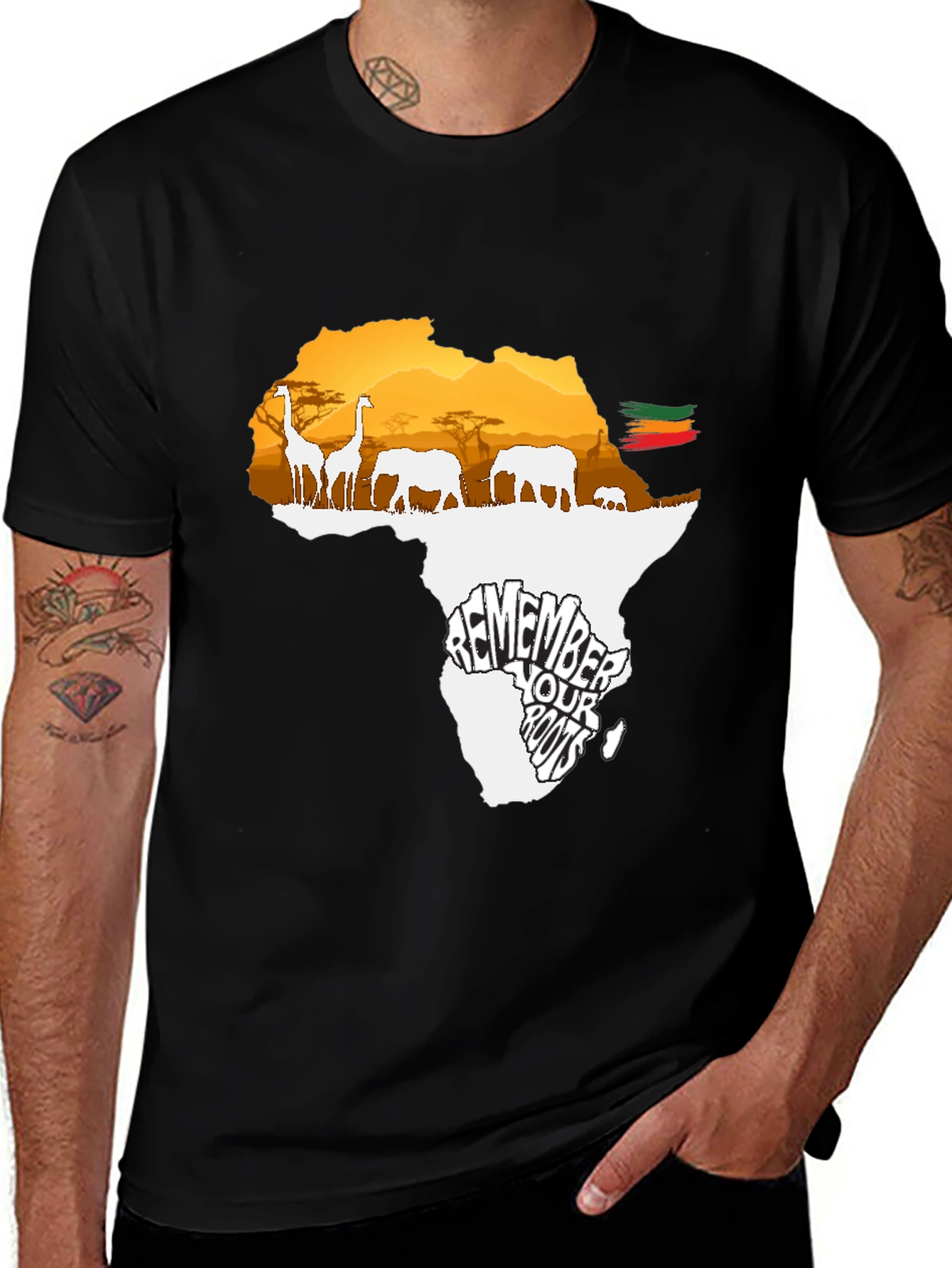 Africa Roots Graphic Tee - Black Cotton T-Shirt