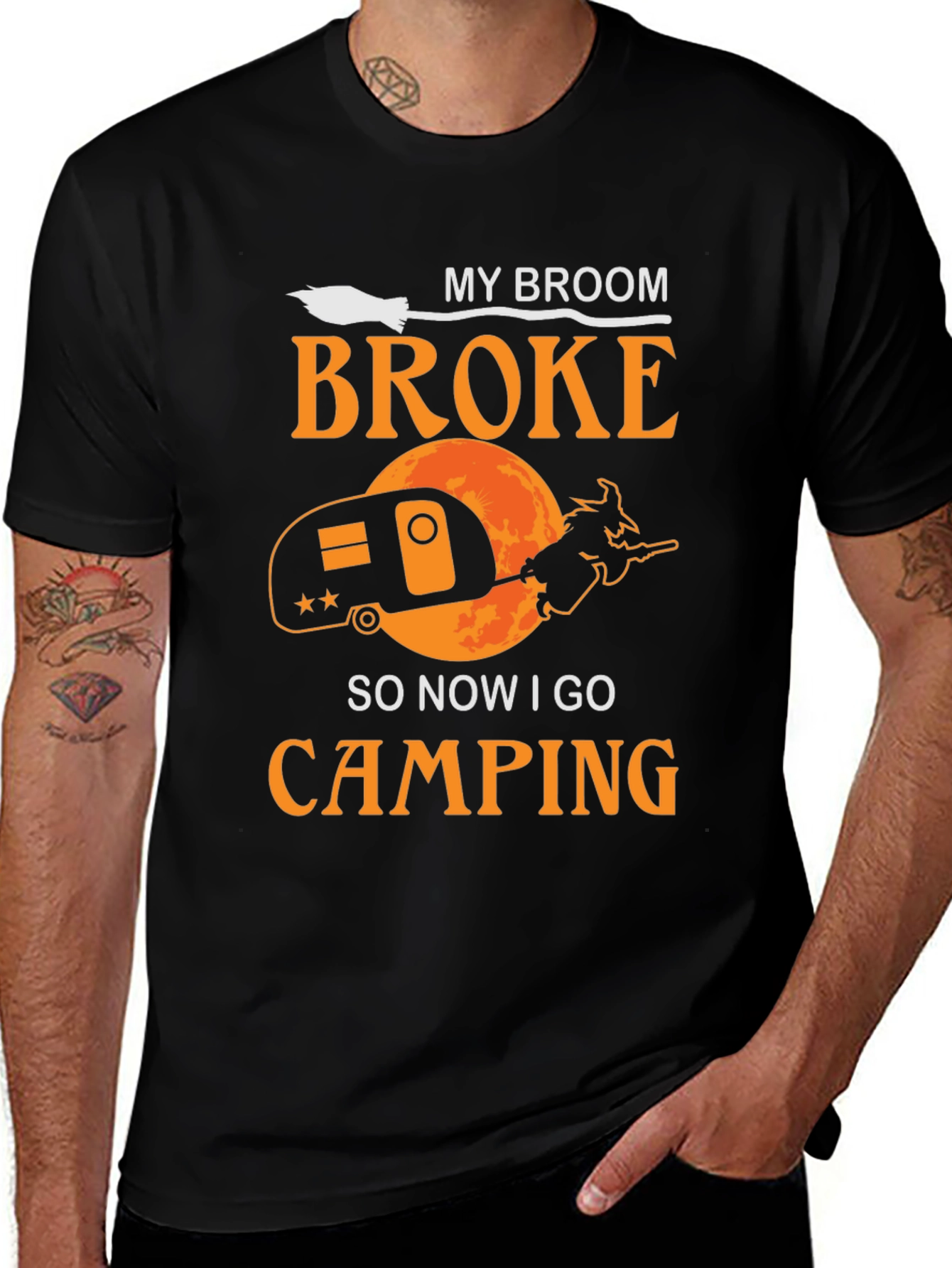Variant 17 of Funny Witch Camping T-Shirt - My Broom Broke