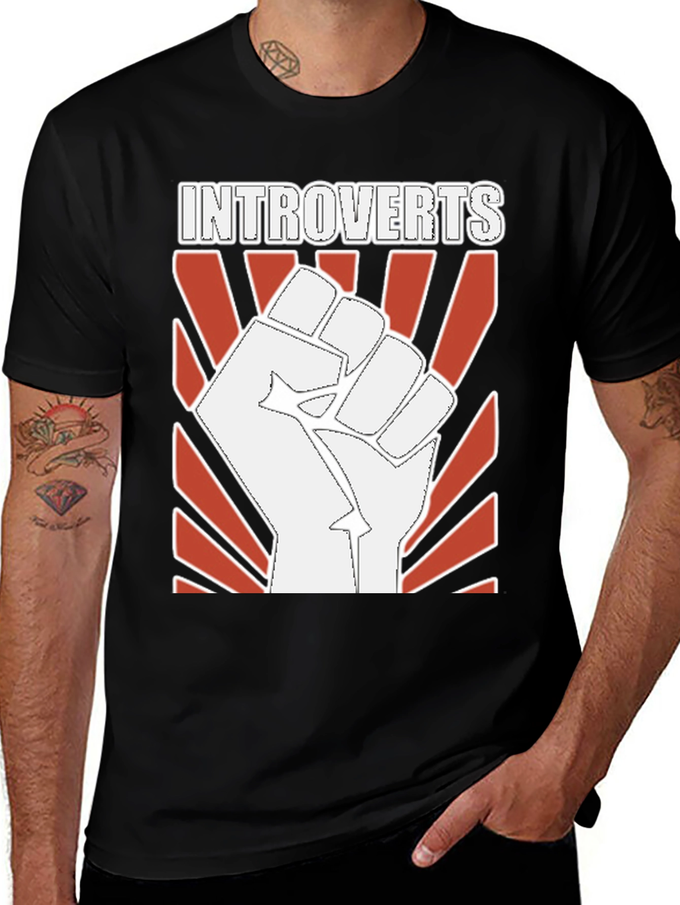 Variant 18 of Introverts Fist Graphic Tee - Black Cotton T-Shirt