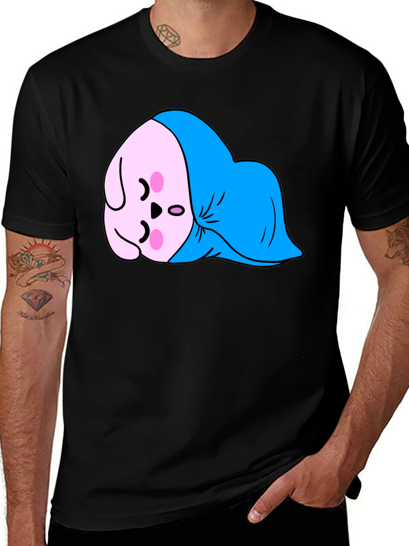 Variant 11 of Cute Sleeping Kawaii Character Black T-Shirt