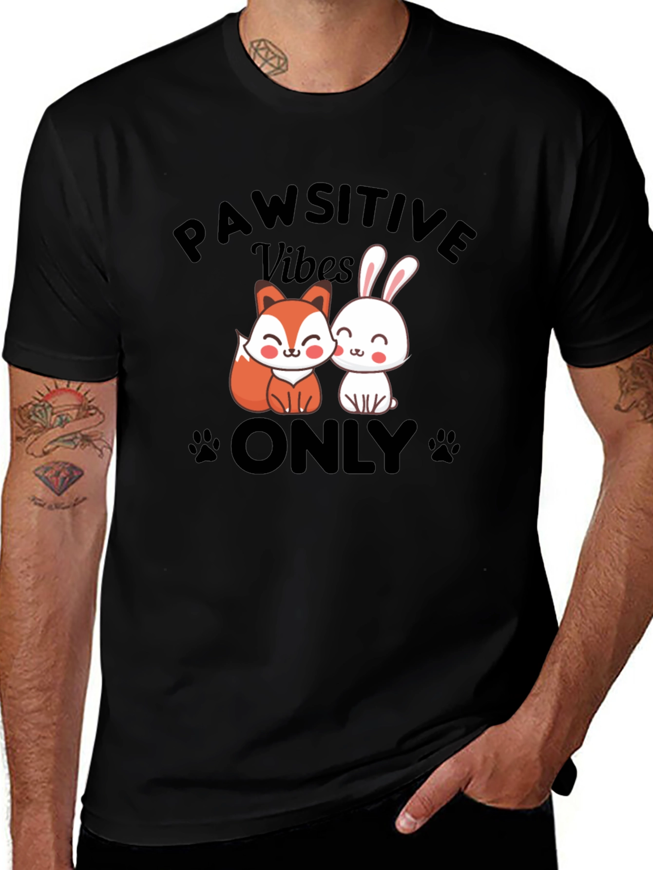 Variant 17 of Pawsitive Vibes Only T-Shirt - Cute Animal Design