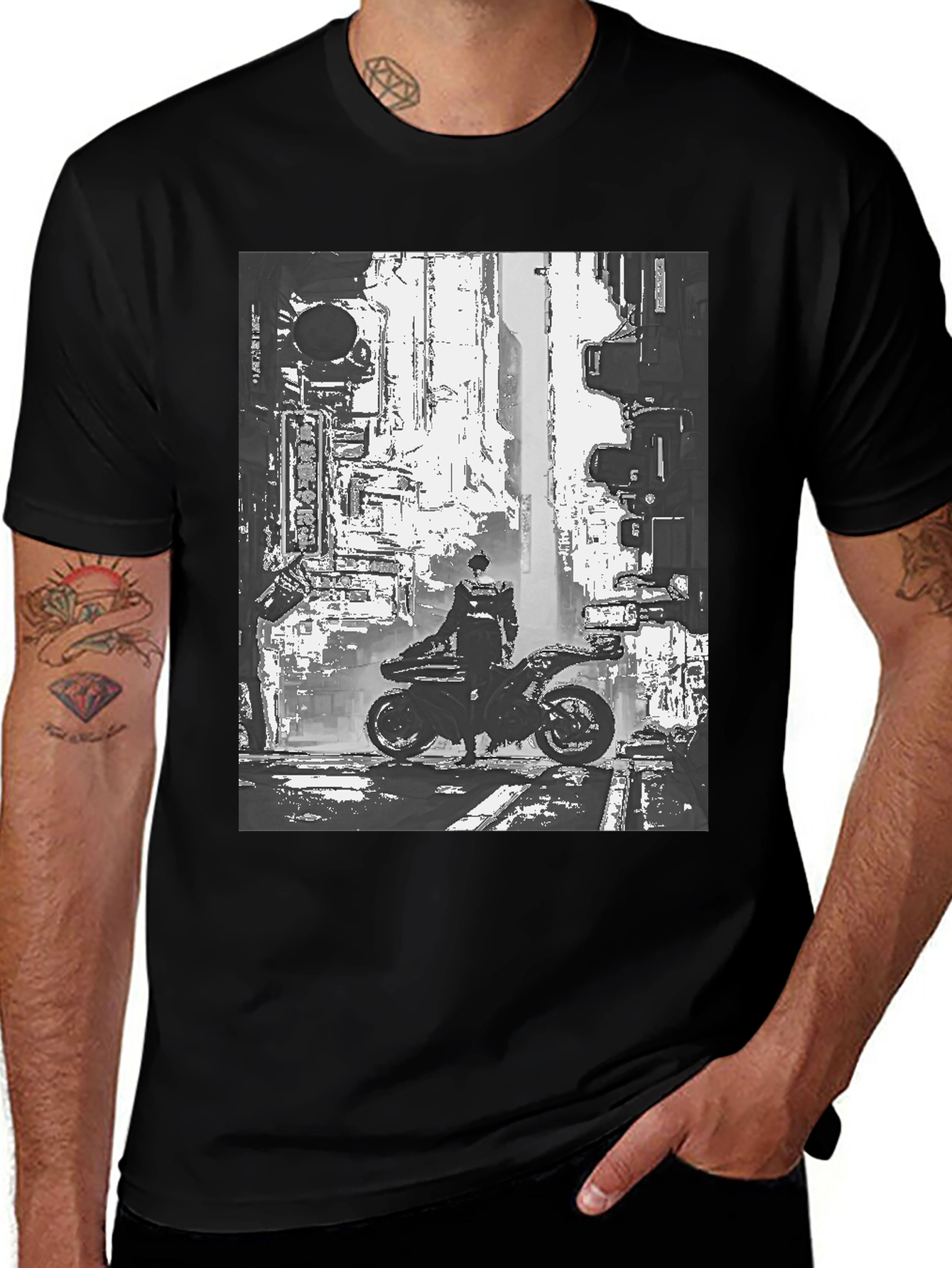 Variant 18 of Cyberpunk Motorcycle T-Shirt - Urban Style