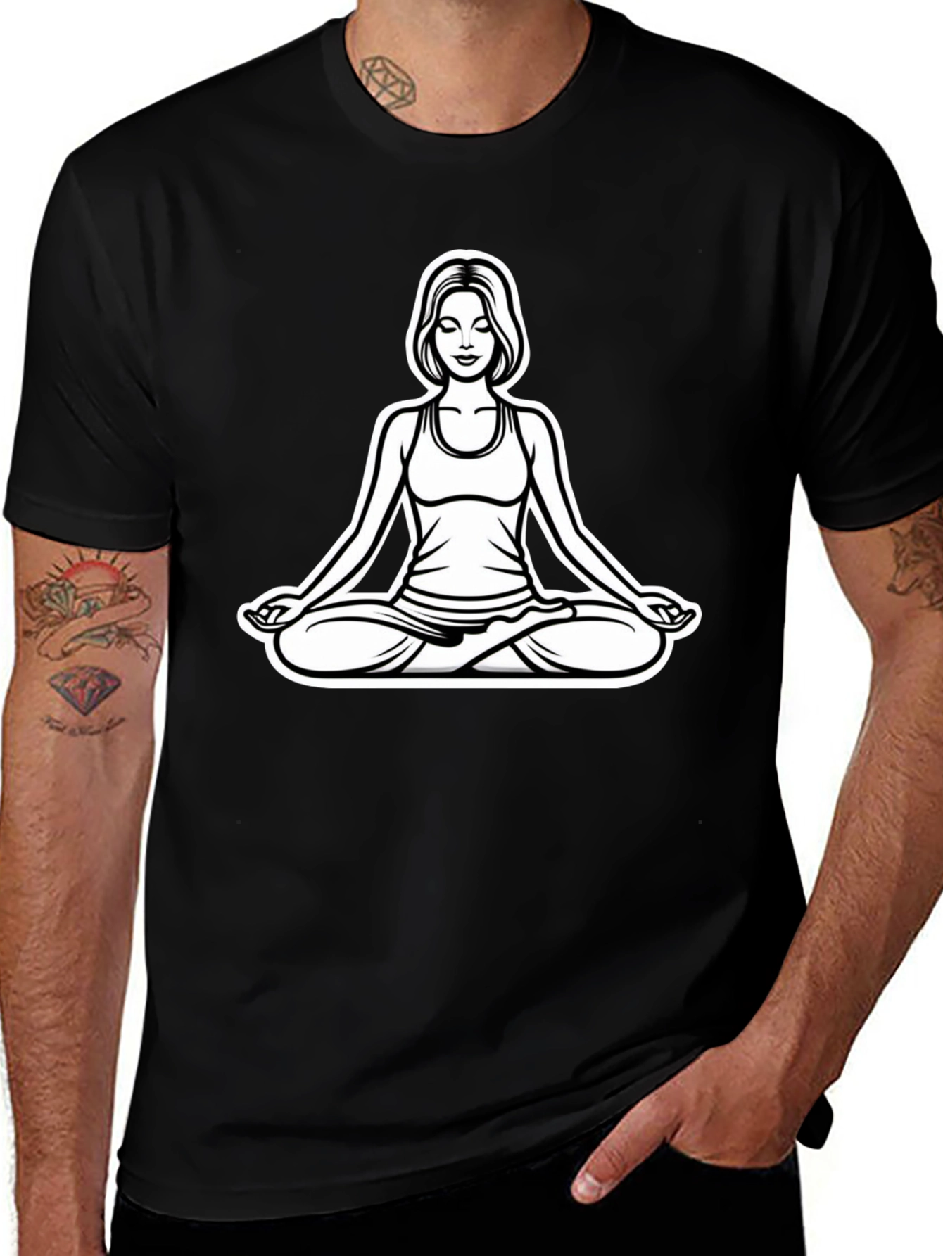 Variant 25 of Yoga Pose Graphic T-Shirt - Black