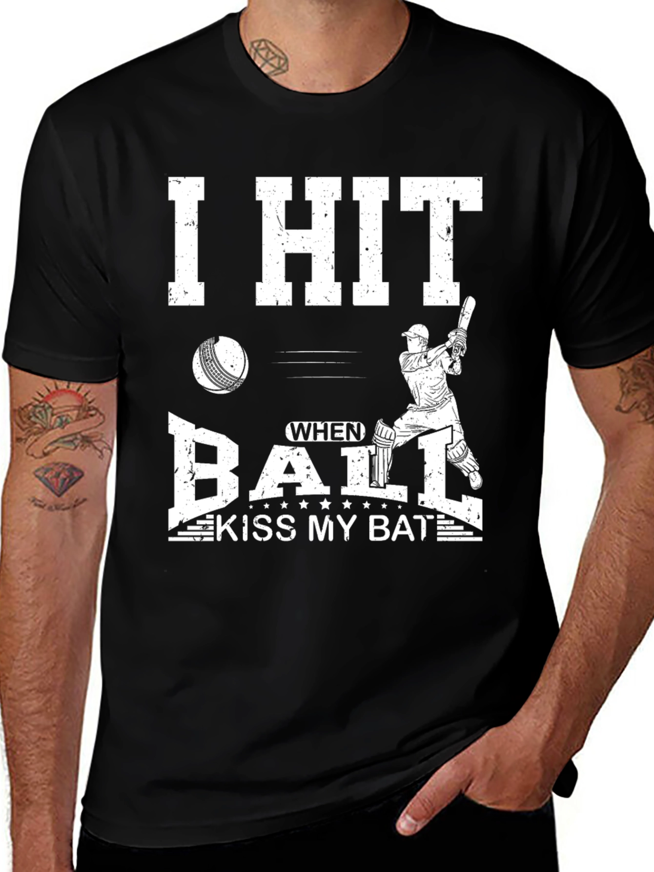 Variant 30 of I Hit When Ball Kiss My Bat Funny Cricket T-Shirt