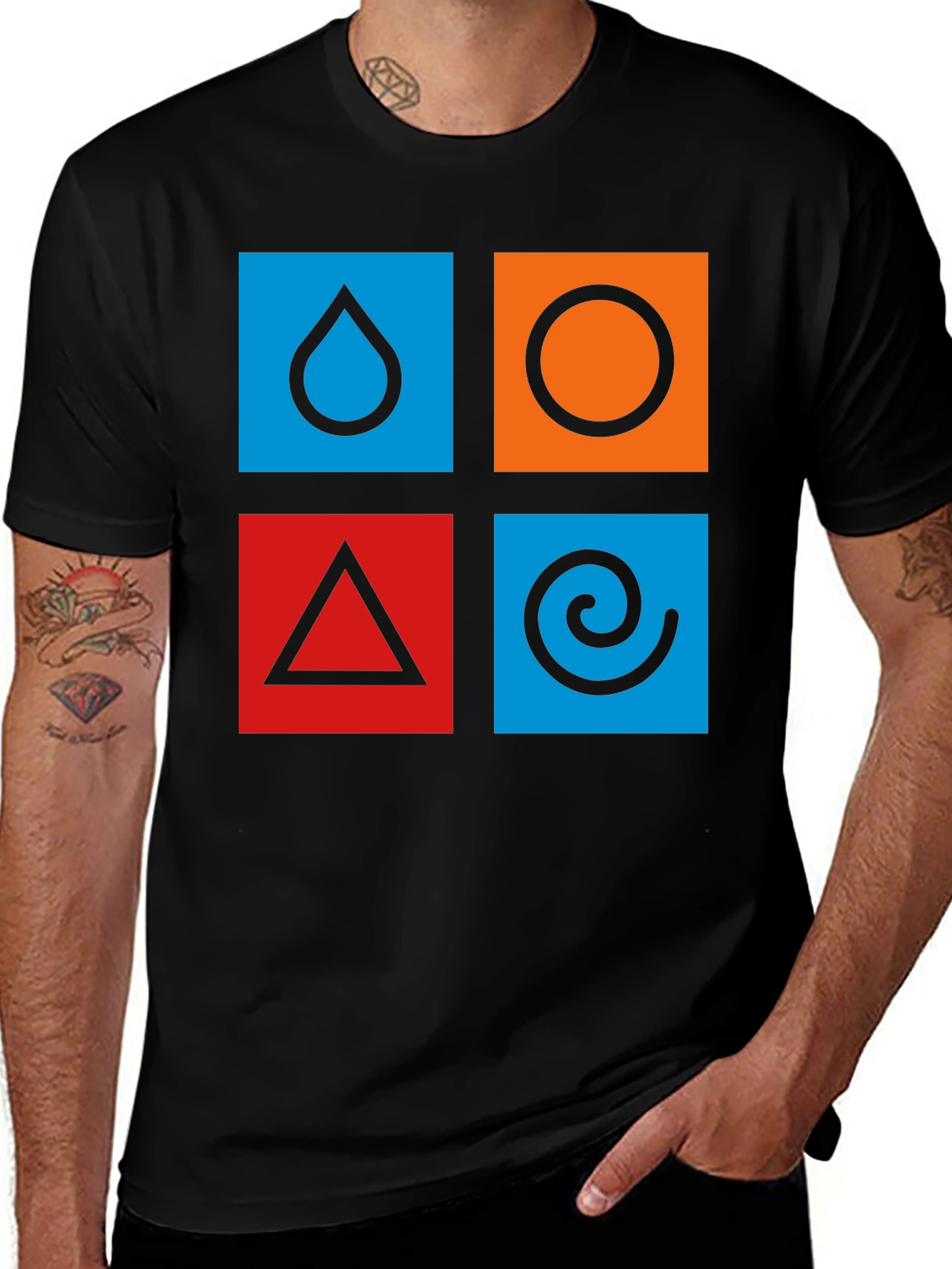Variant 3 of Elemental Symbol T-Shirt - Earth, Air, Fire, Water