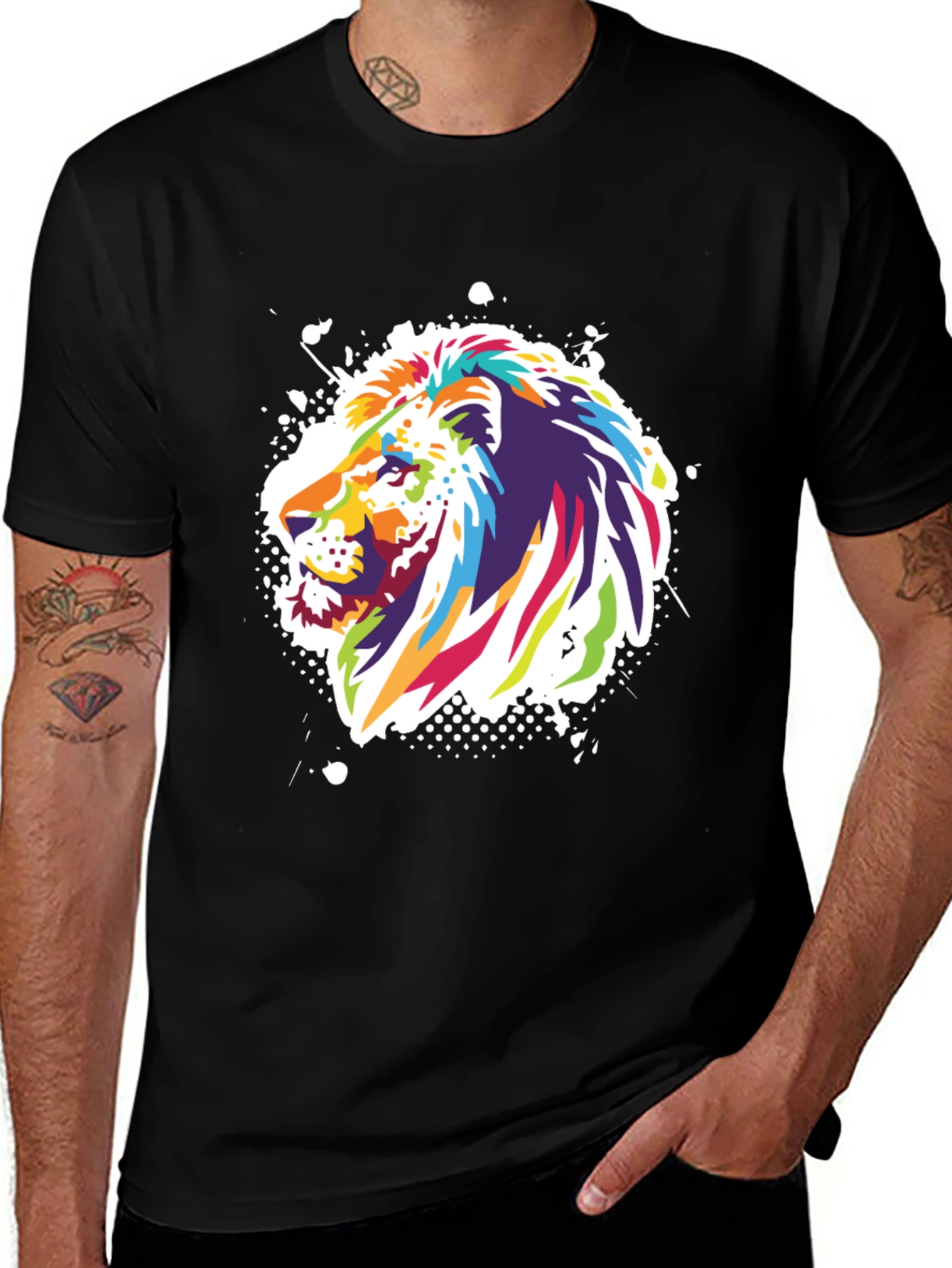Variant 27 of Lion Graphic Print Black T-Shirt