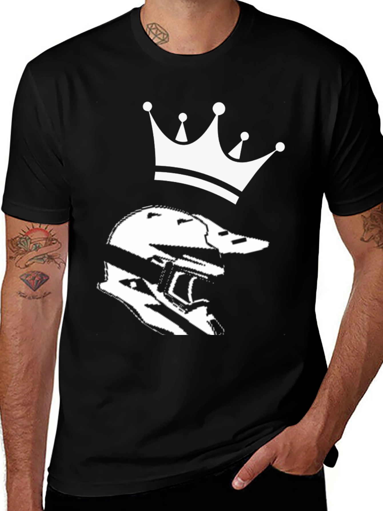 Variant 5 of Helmet King Graphic Tee - Black Cotton Blend T-Shirt