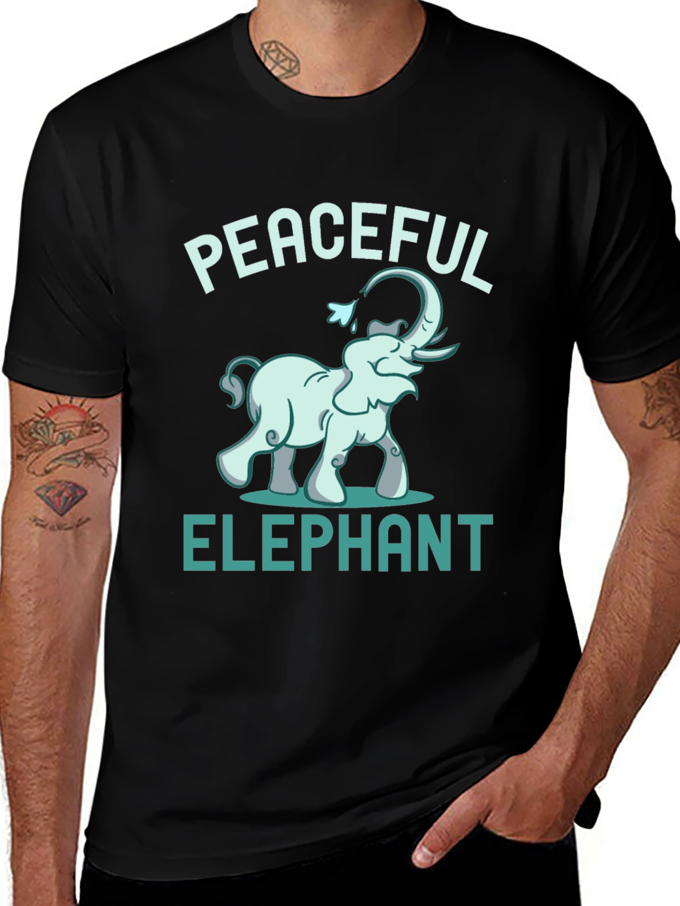 Variant 20 of Peaceful Elephant Graphic Tee - Unique Animal Design