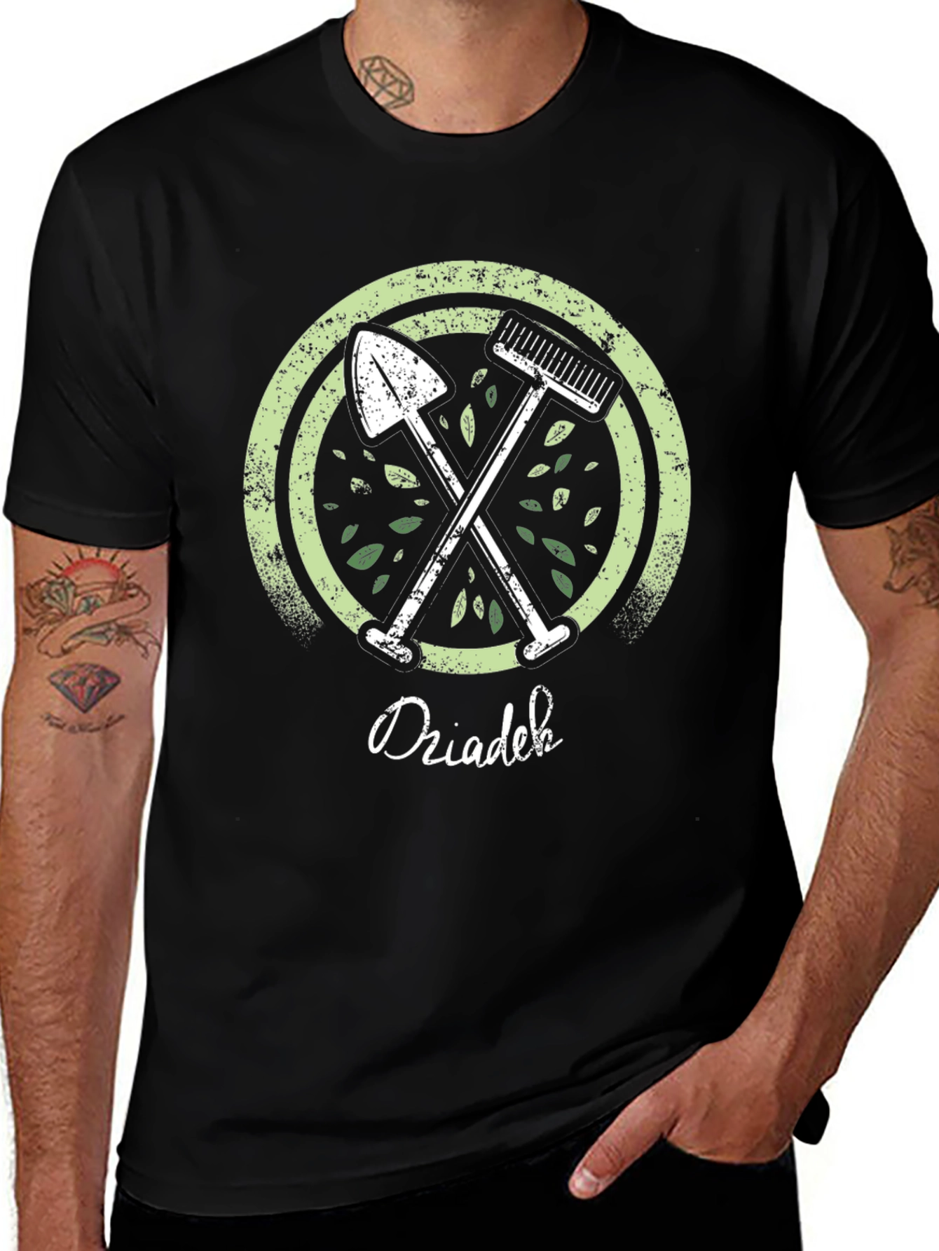 Black Gardening T-Shirt - 'Dziadek' Design main image