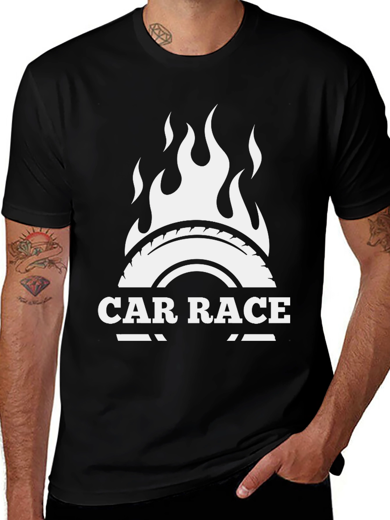 Variant 15 of Car Race Tire Fire T-Shirt - Cool Graphic Tee