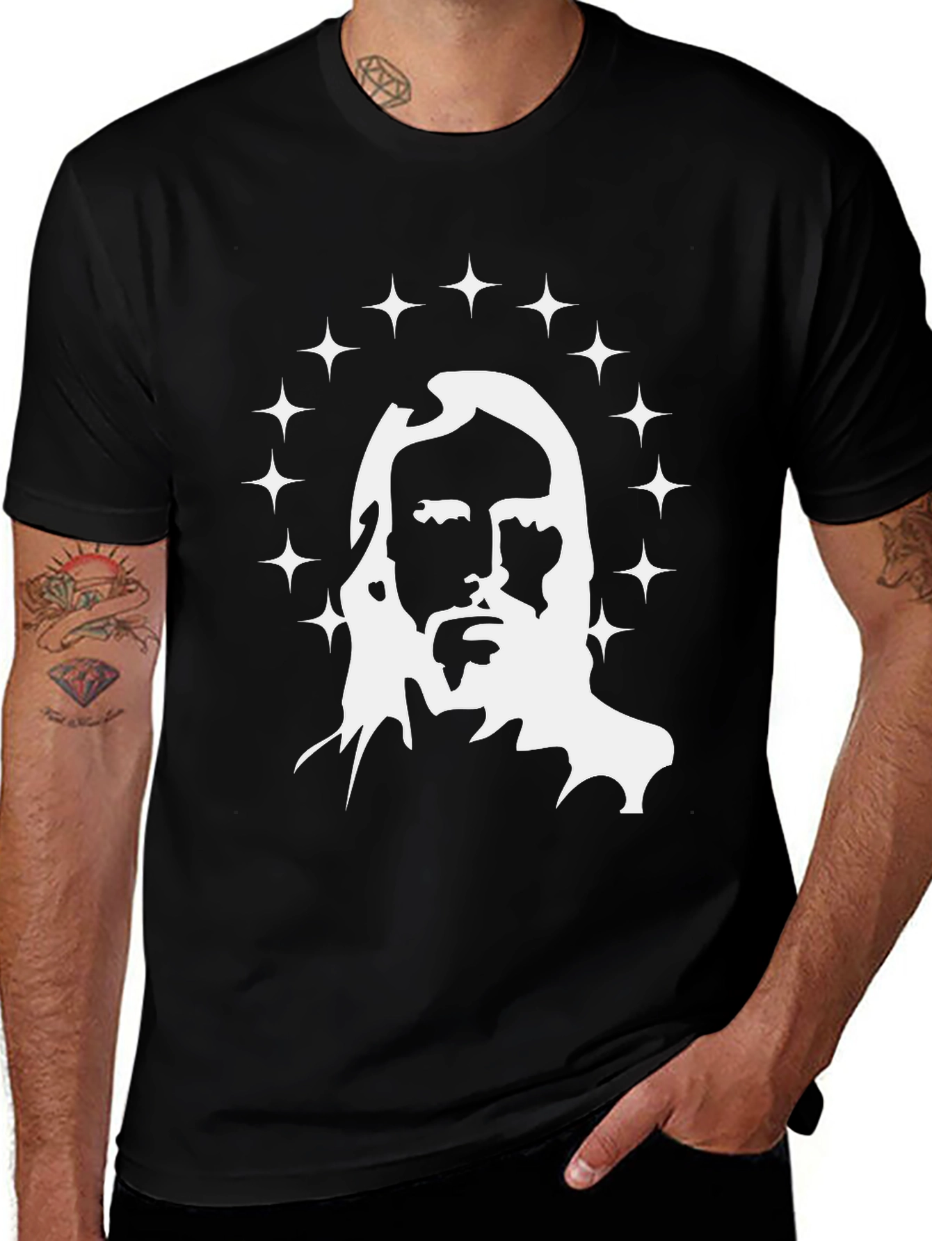 Variant 22 of Jesus Graphic Print Black T-Shirt