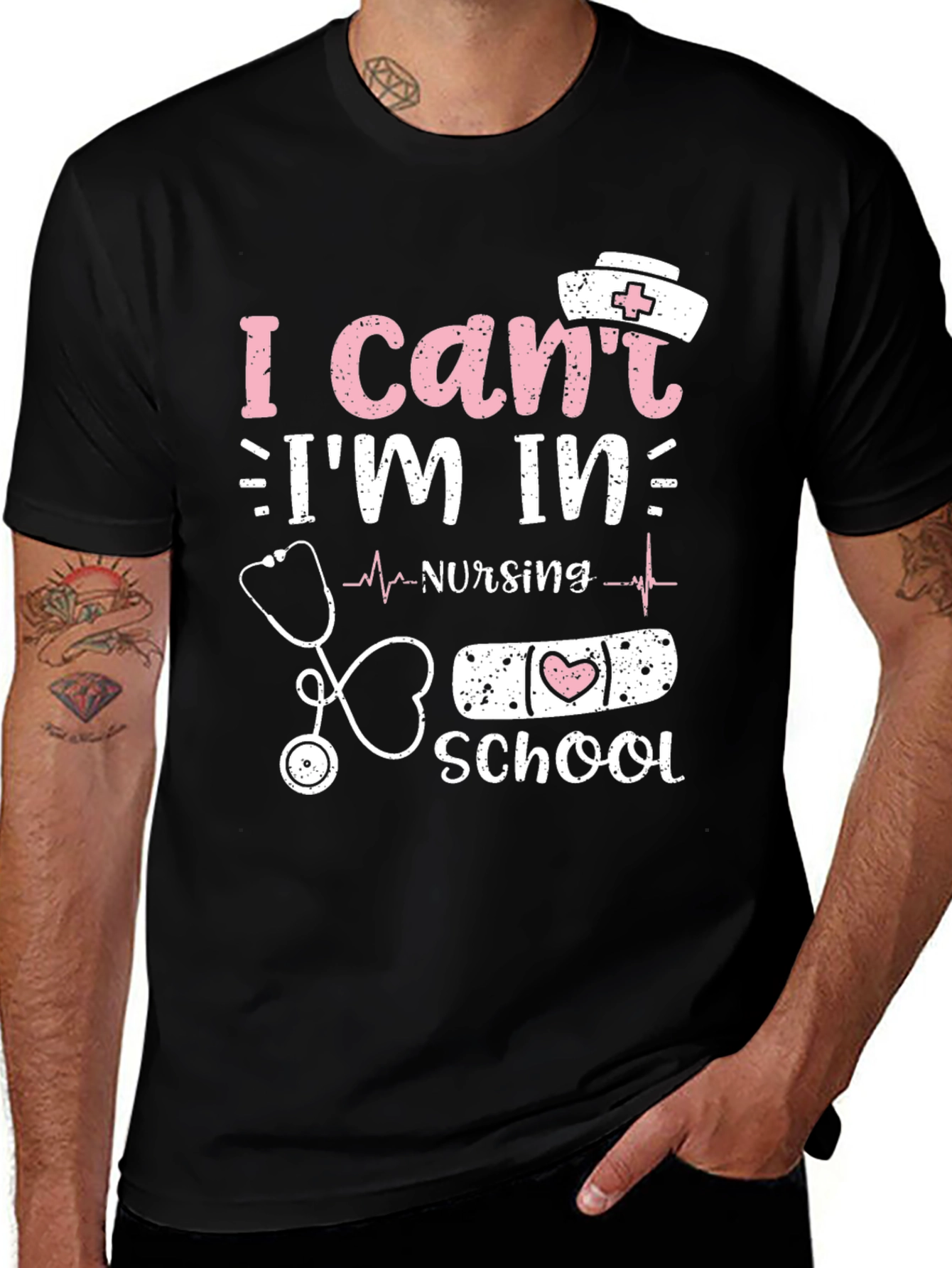 Variant 7 of I Can't I'm In Nursing School T-Shirt