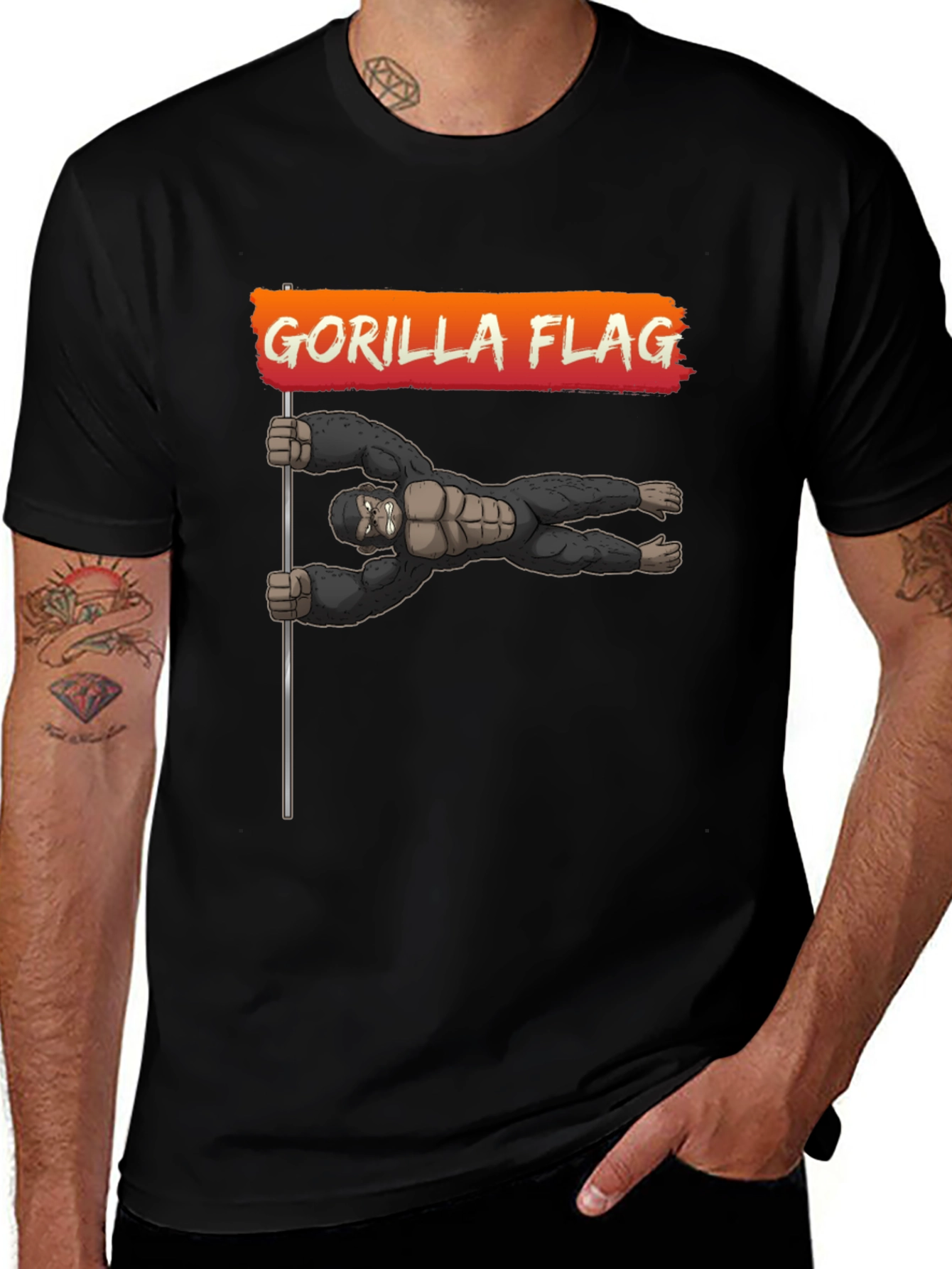 Variant 10 of Gorilla Flag T-Shirt - Black Graphic Tee