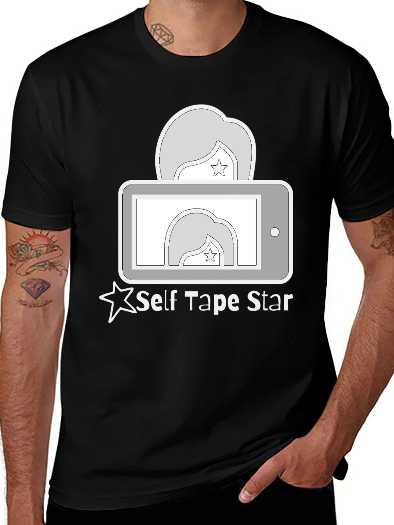 Variant 20 of Self Tape Star Black T-Shirt