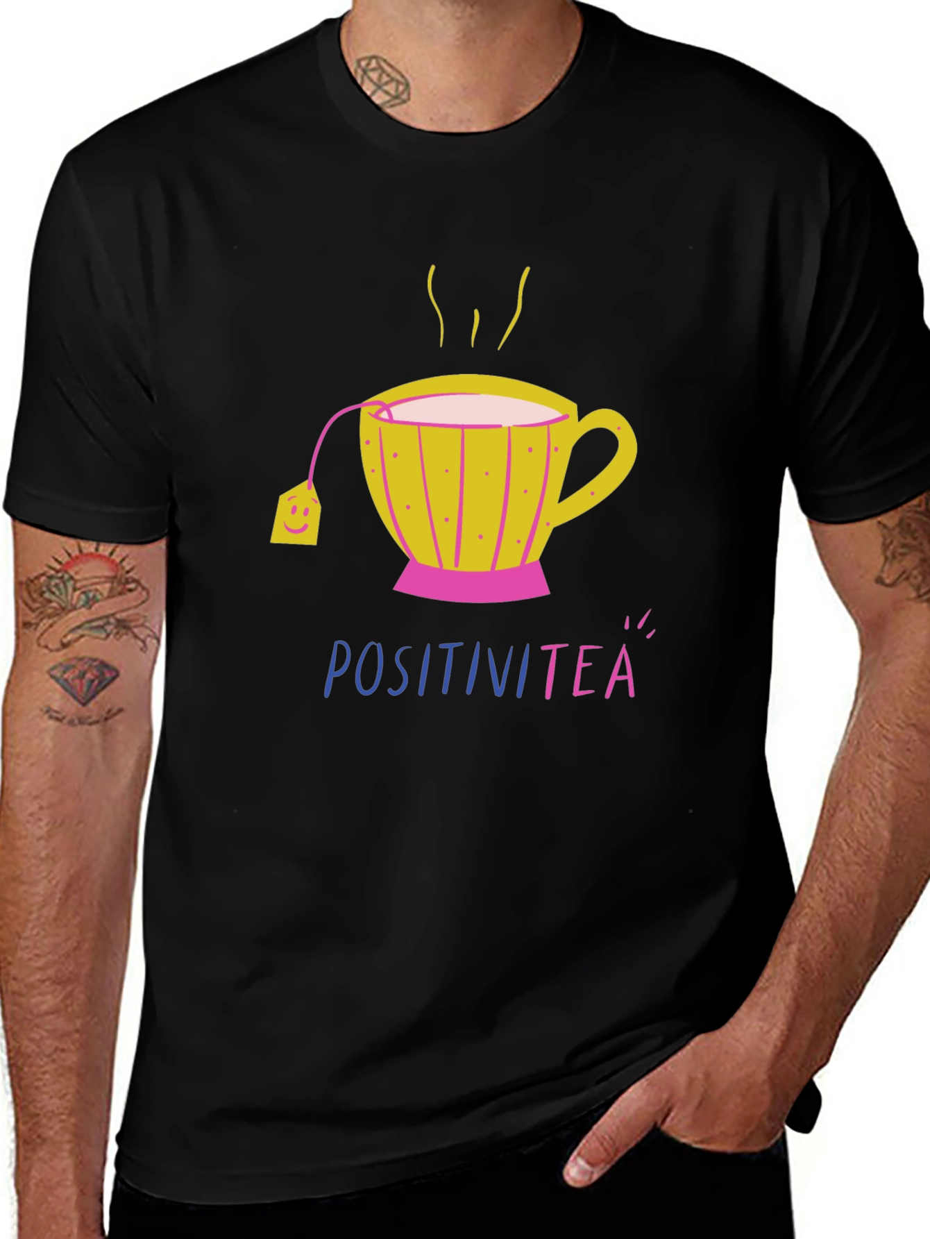 Variant 26 of PositiviTEA Graphic T-Shirt - Black, Short Sleeve