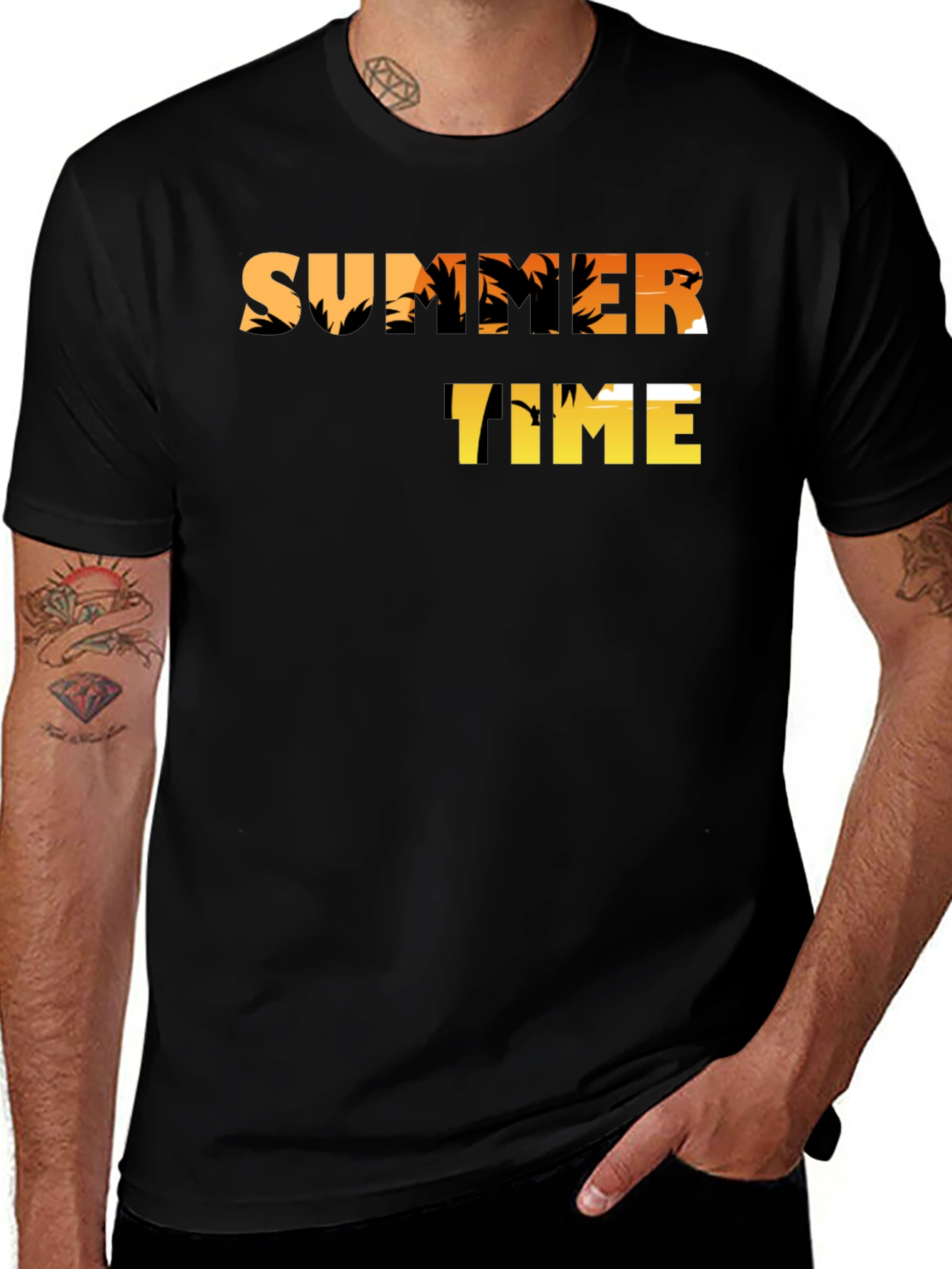 Variant 2 of Summer Time Graphic Tee - Palm Tree Design
