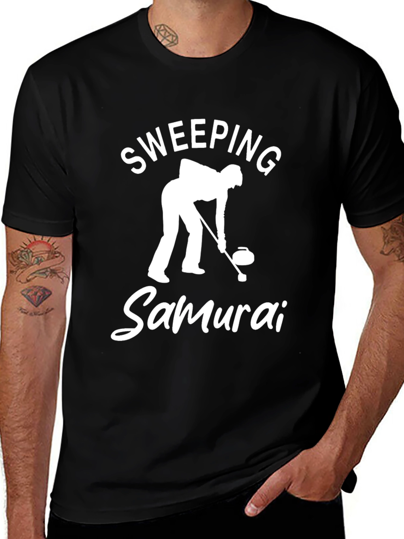 Variant 4 of Sweeping Samurai Curling T-Shirt
