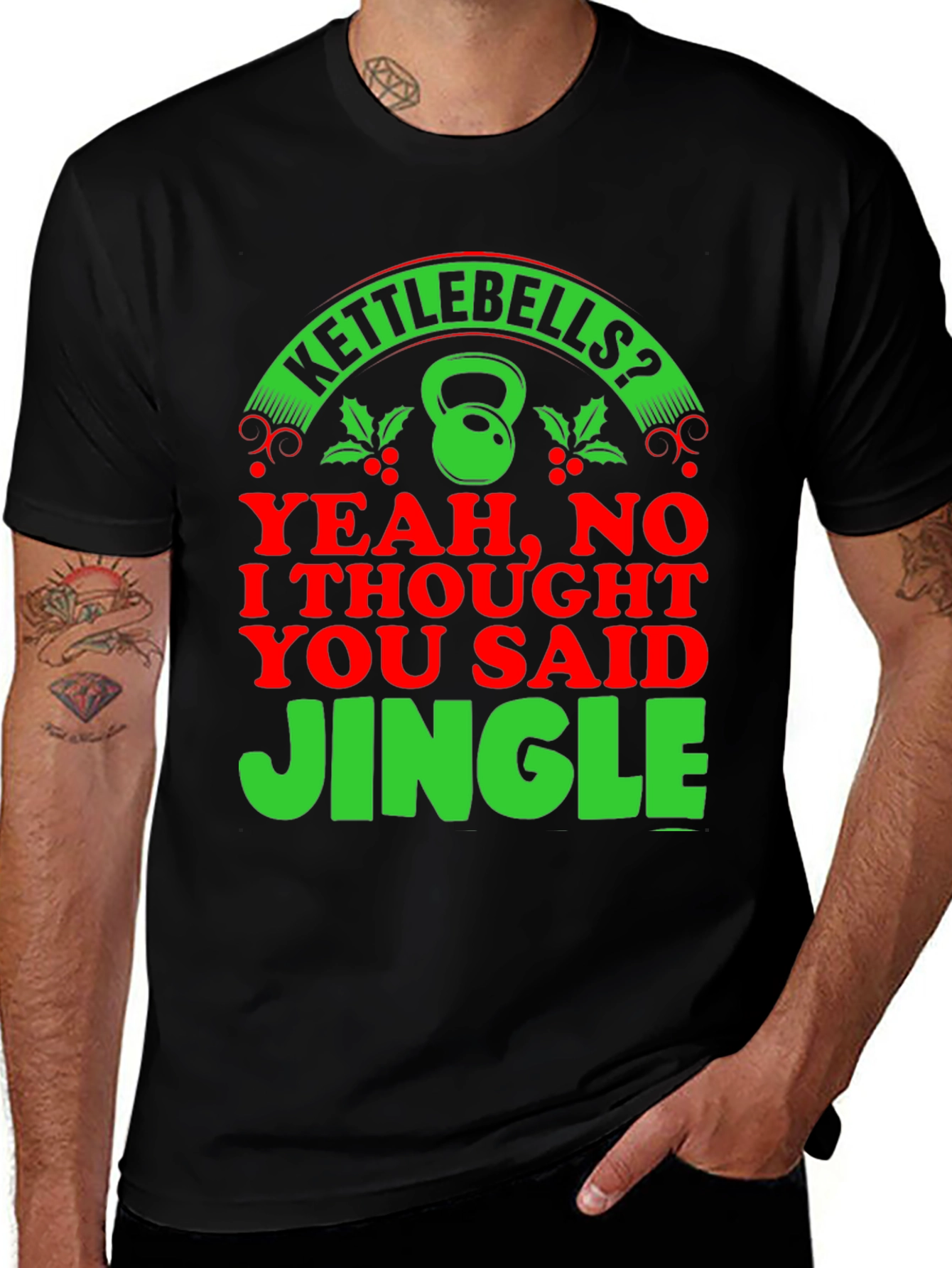 Kettlebells? Jingle! Christmas Gym Humor T-Shirt