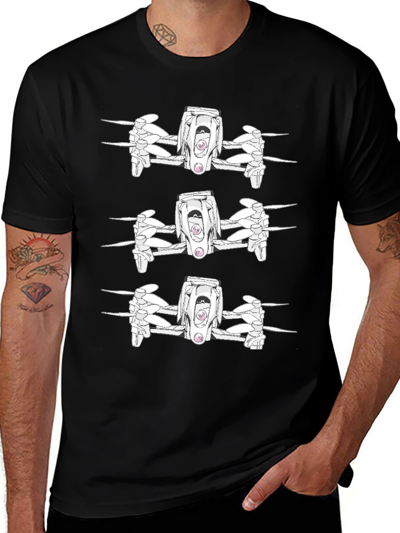 Variant 22 of Drone Pattern Black T-Shirt