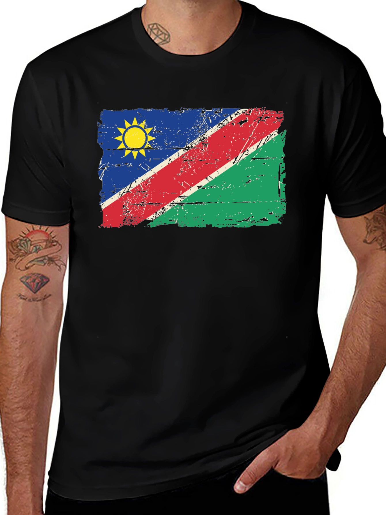 Variant 20 of Namibia Flag T-Shirt - Distressed Graphic Tee