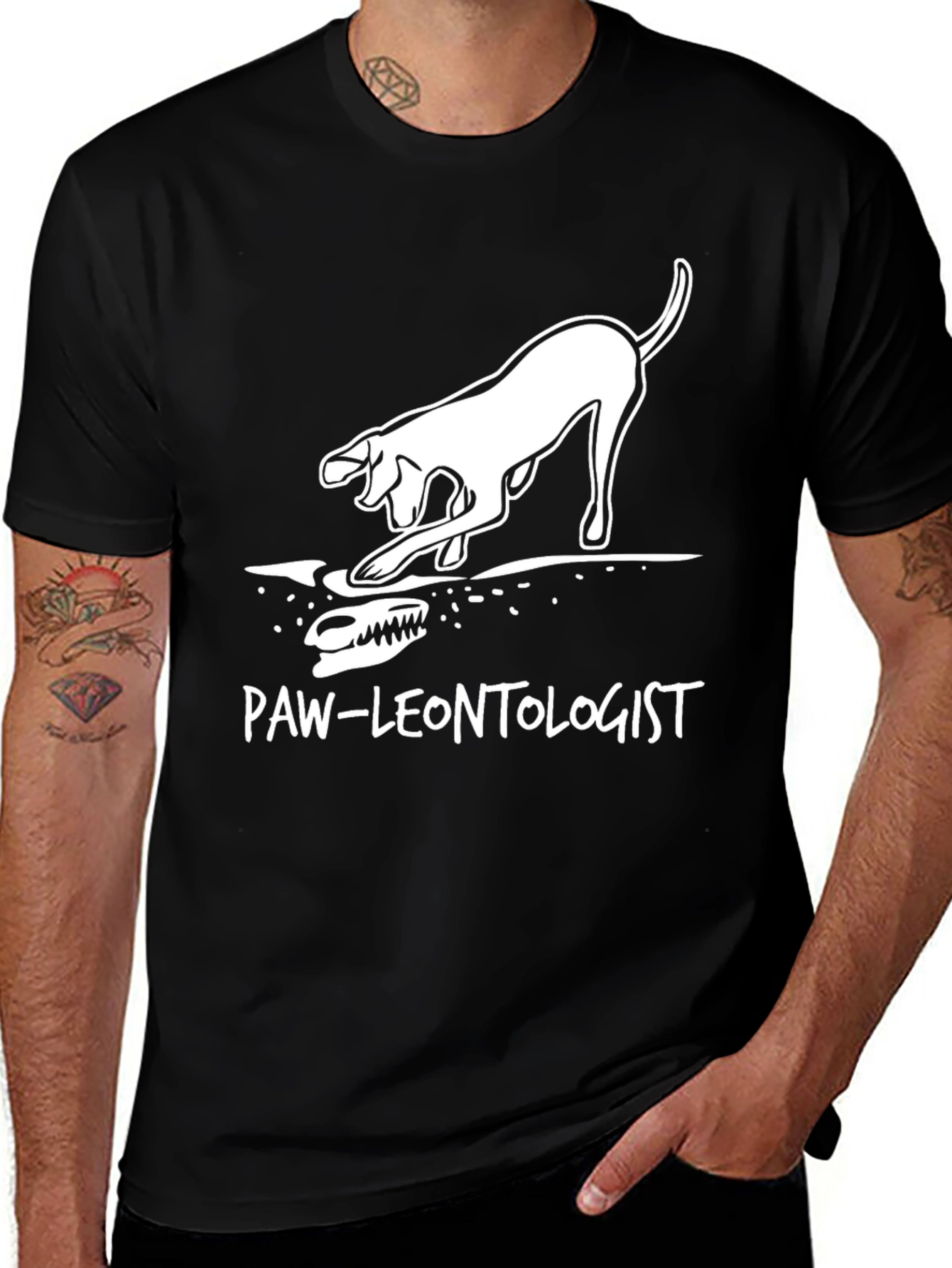 Variant 13 of Paw-leontology T-Shirt: Dog Digging Dinosaur Bones