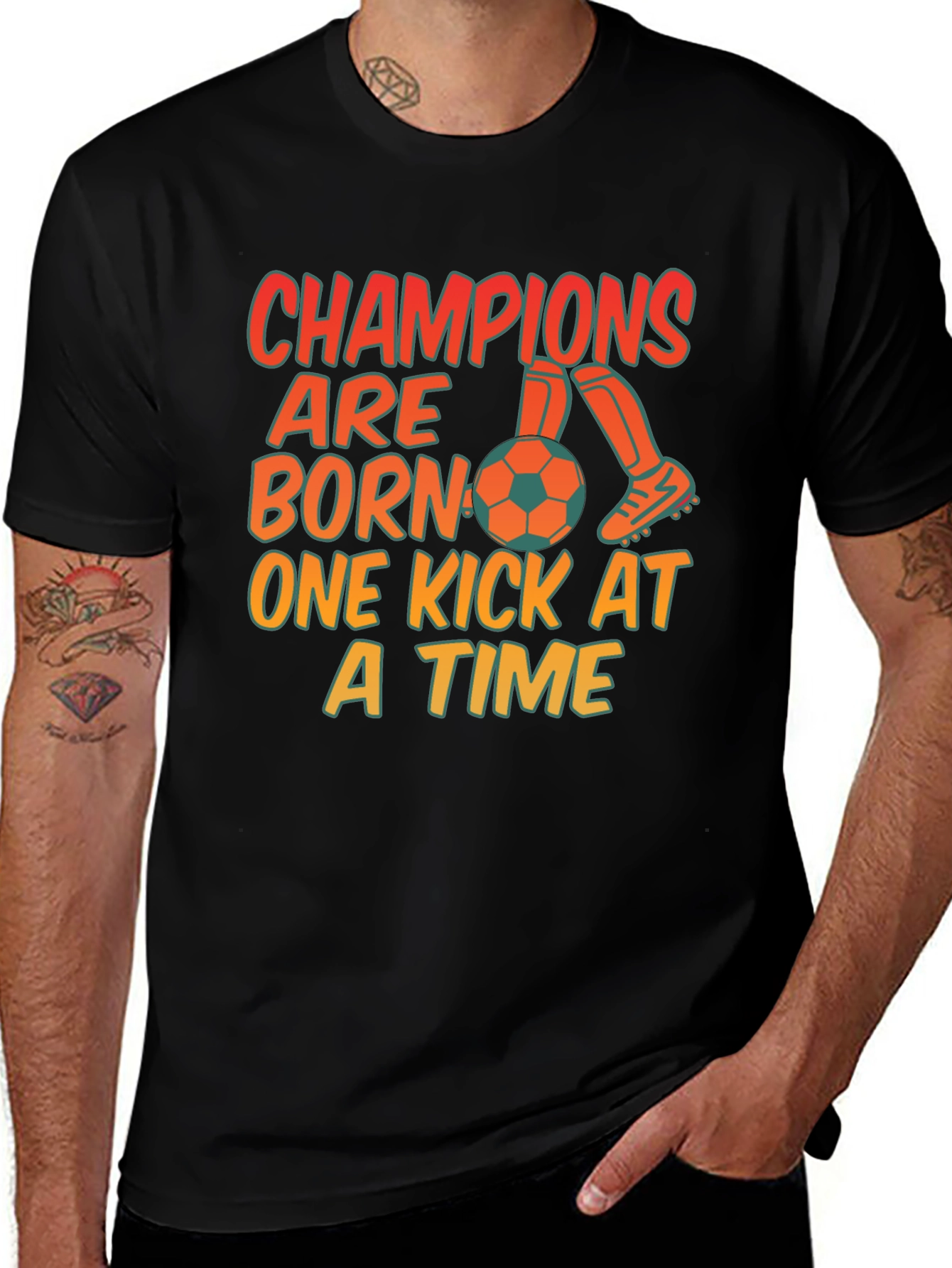 Variant 29 of Champions Are Born T-Shirt Soccer Ball Tee
