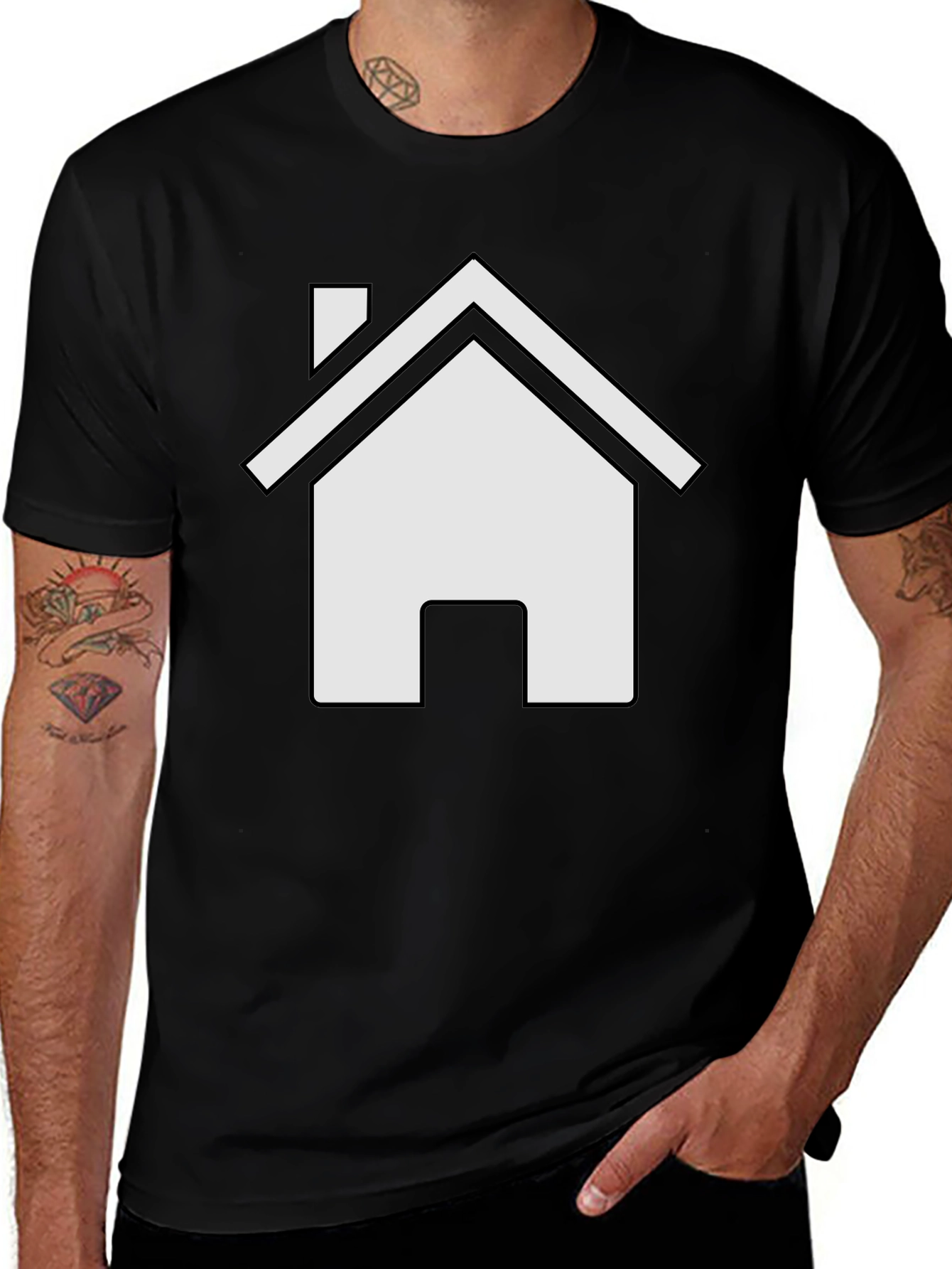 Variant 28 of House Icon Black T-Shirt - Modern Minimalist Design