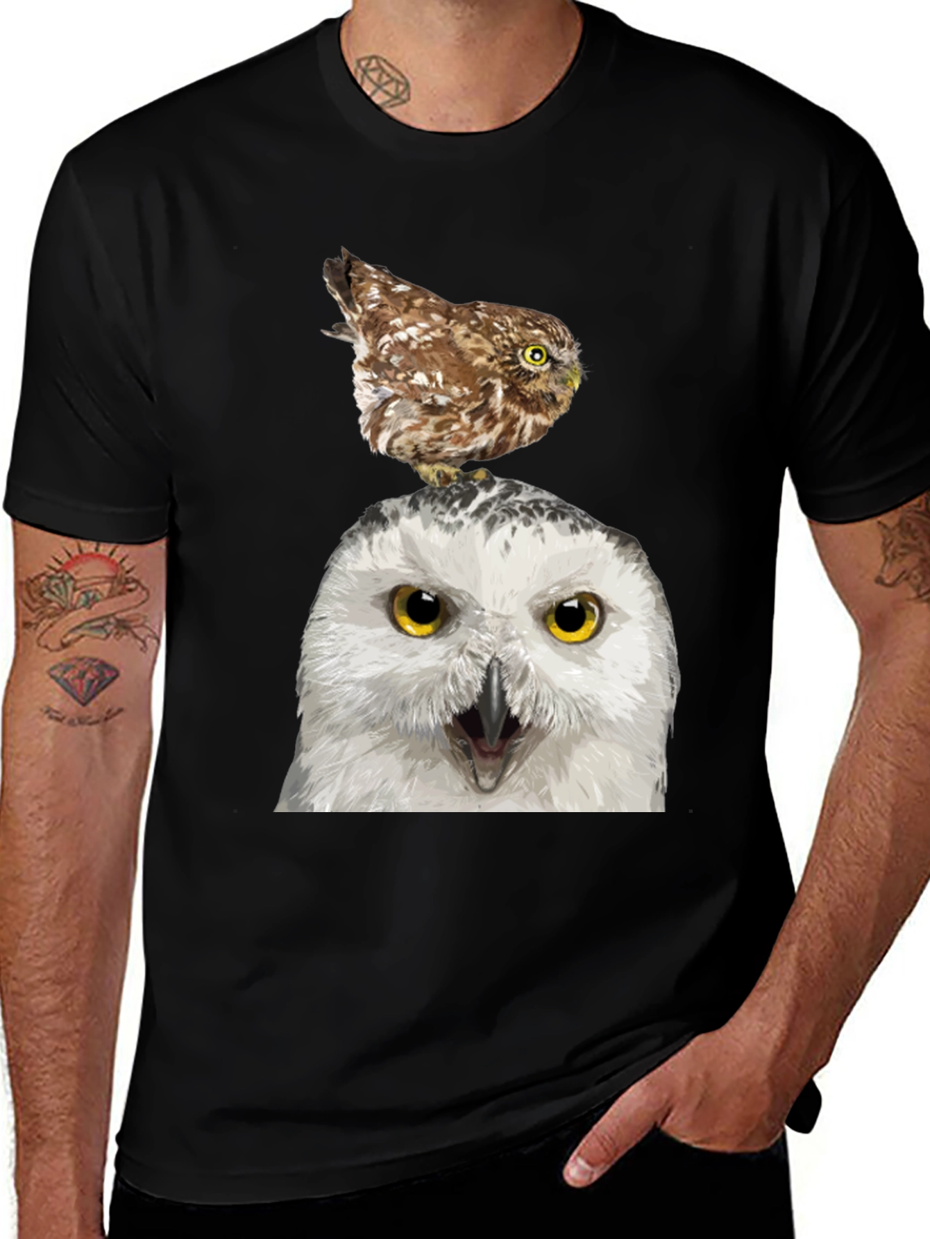 Variant 21 of Owl Duo Graphic Tee - Unique Bird Lover's Shirt