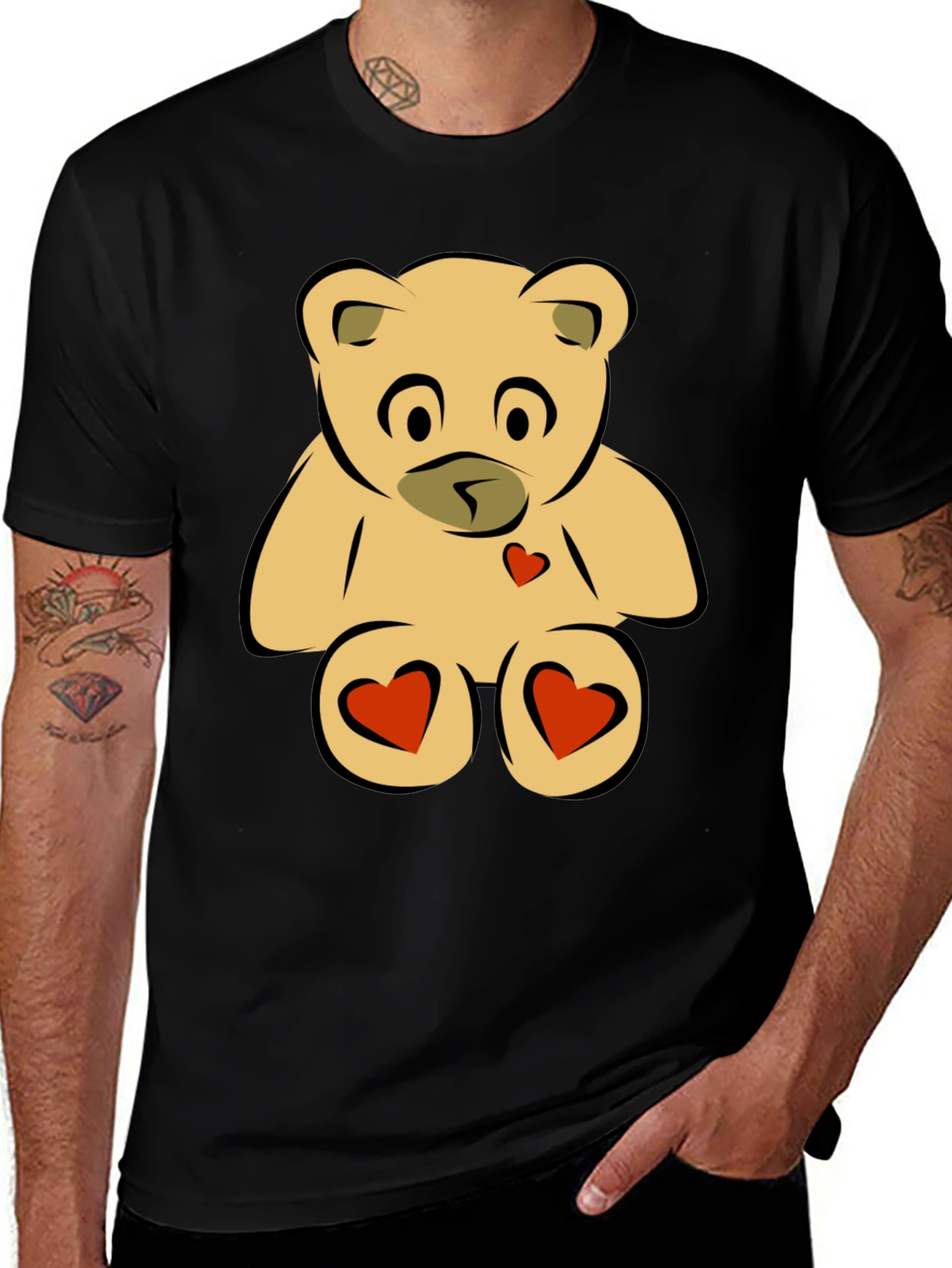 Variant 13 of Teddy Bear Heart Graphic Black T-Shirt