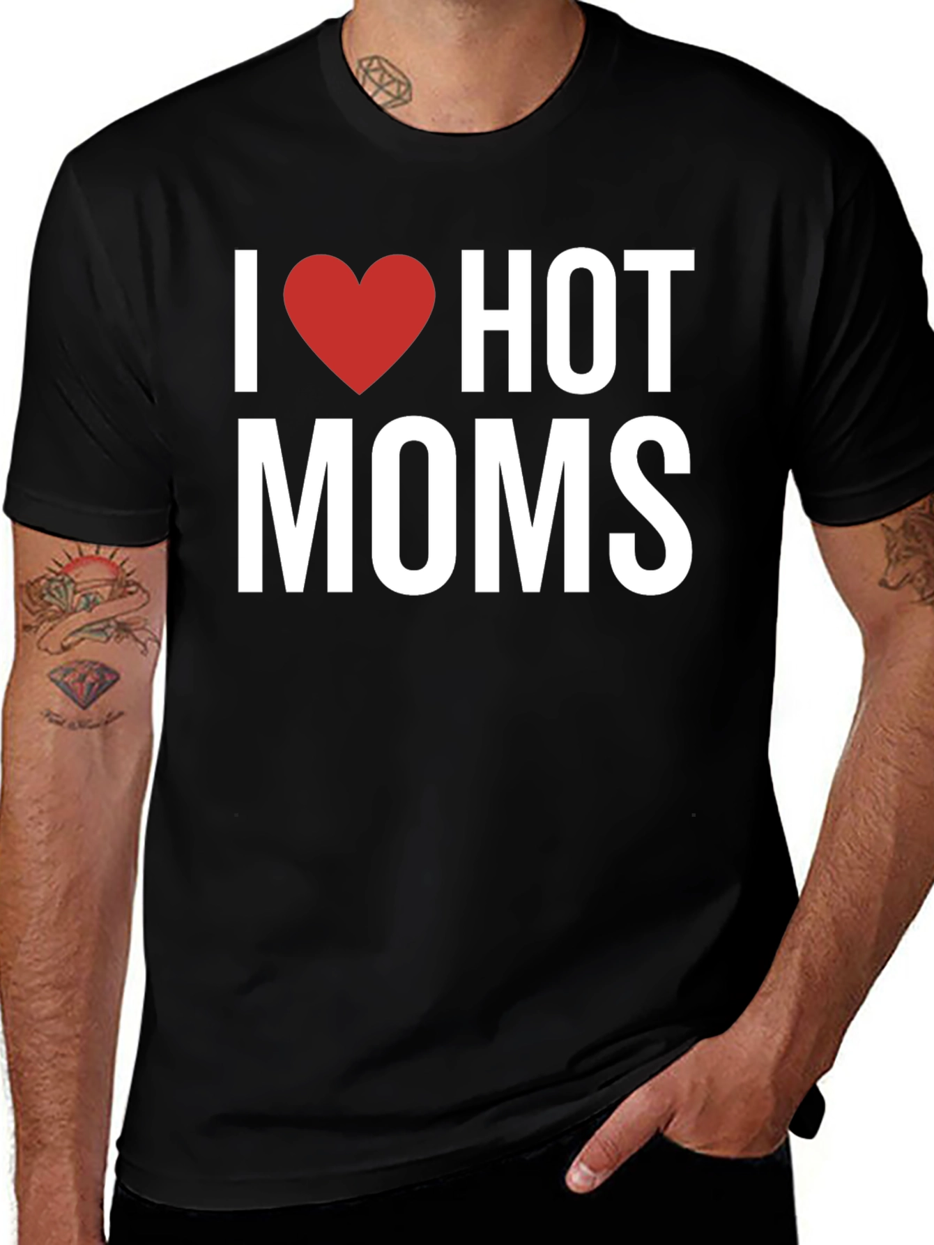 Variant 25 of I Heart Hot Moms Graphic T-Shirt - Adult Humor Tee