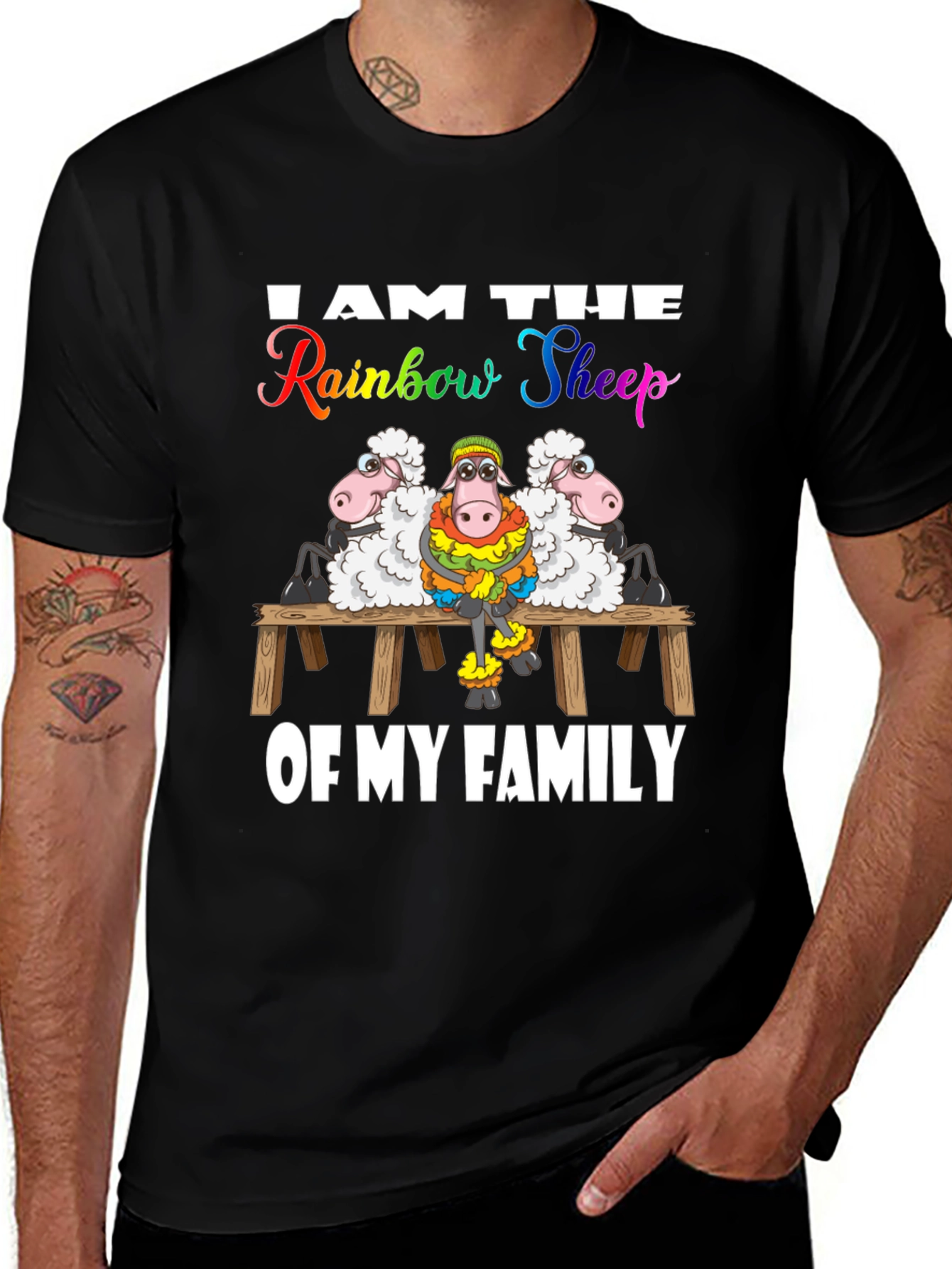 Rainbow Sheep Family T-Shirt