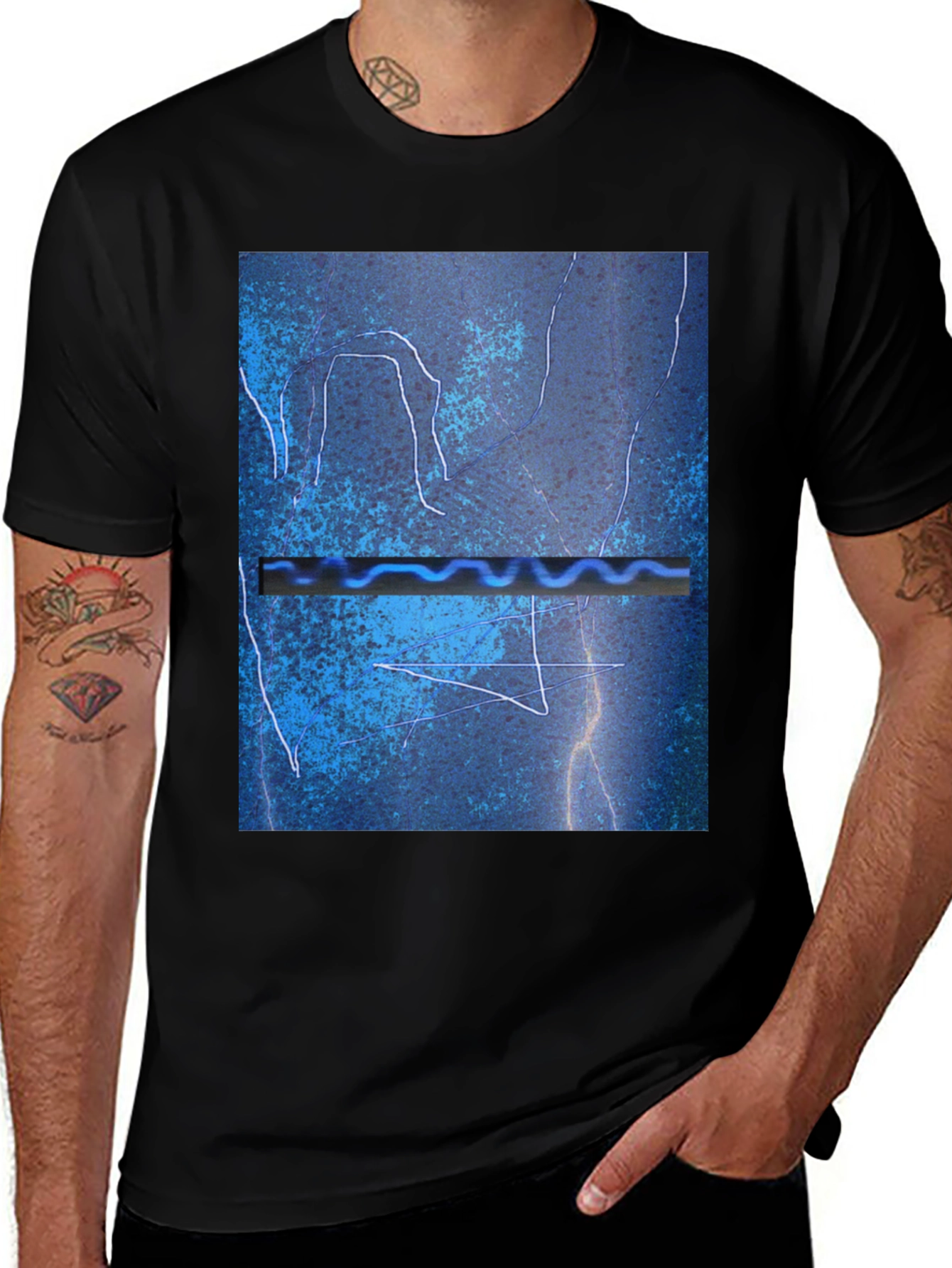 Variant 24 of Abstract Blue Graphic Print Black T-Shirt