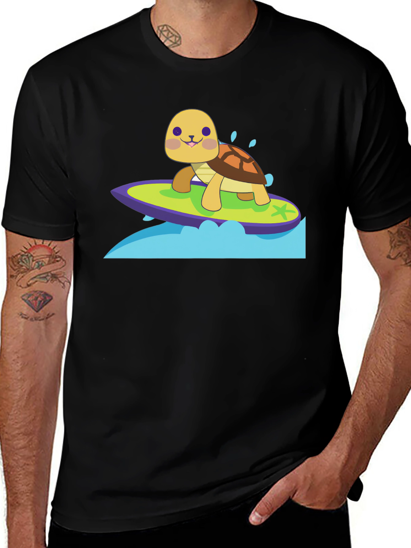 Variant 24 of Surfing Turtle Graphic Tee - Fun & Unique Design