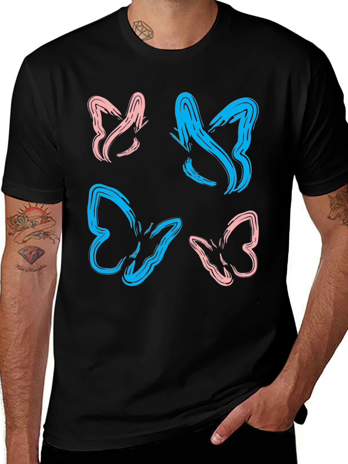 Variant 17 of Butterfly Graphic Black T-Shirt