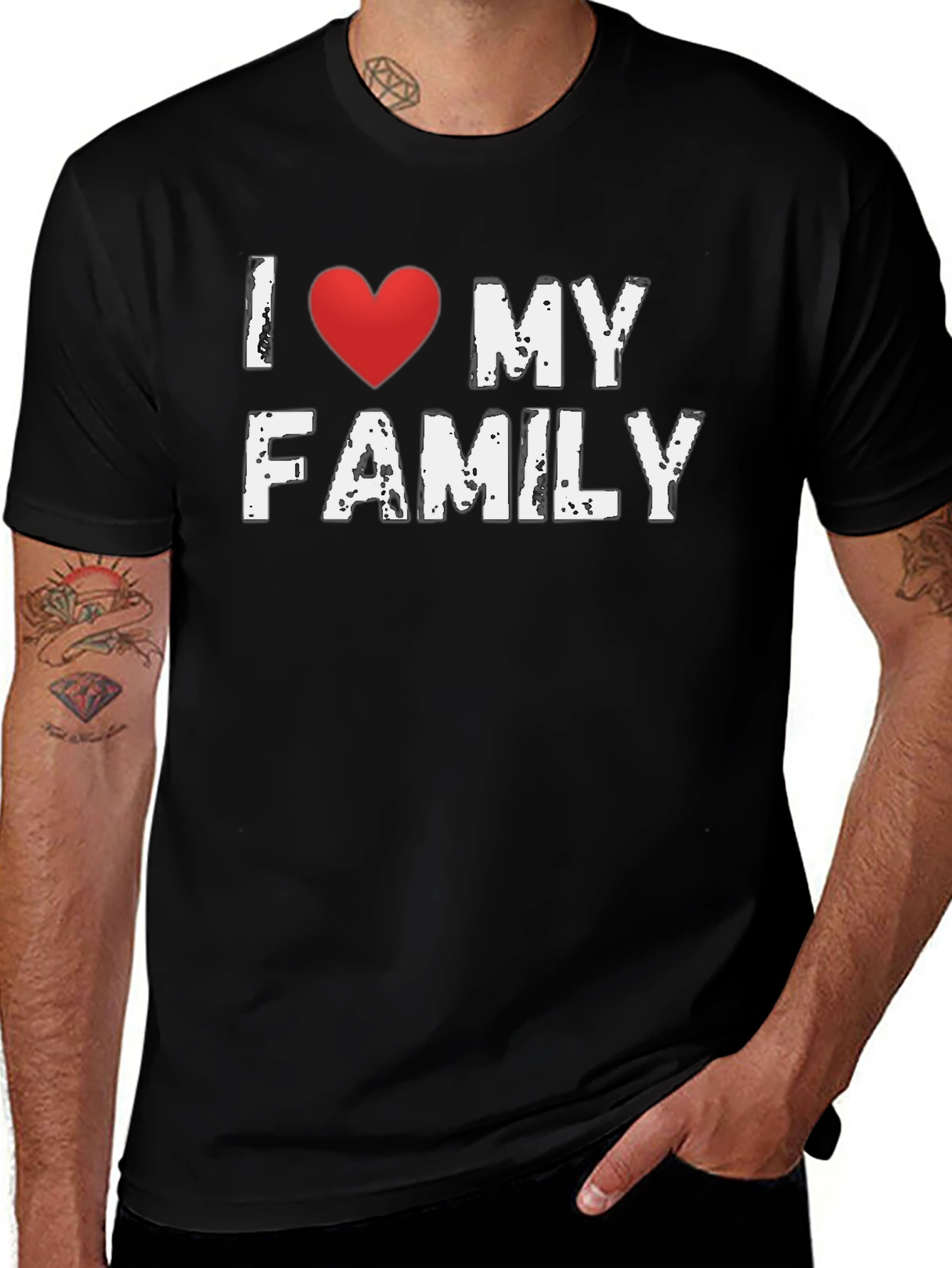Variant 25 of I Heart My Family T-Shirt - Black Cotton Tee