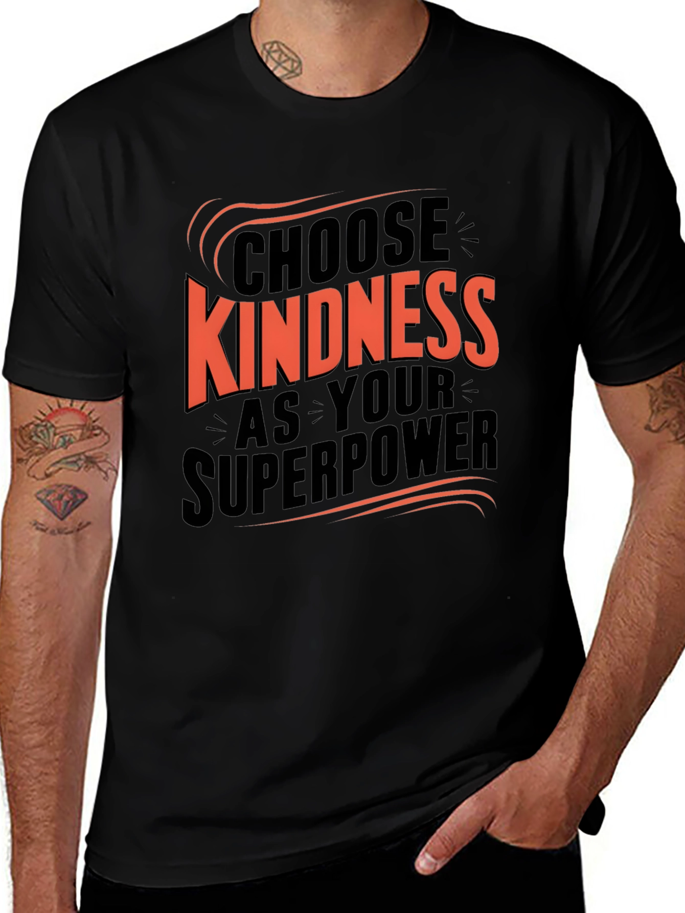Variant 18 of Choose Kindness Superpower Black Graphic Tee