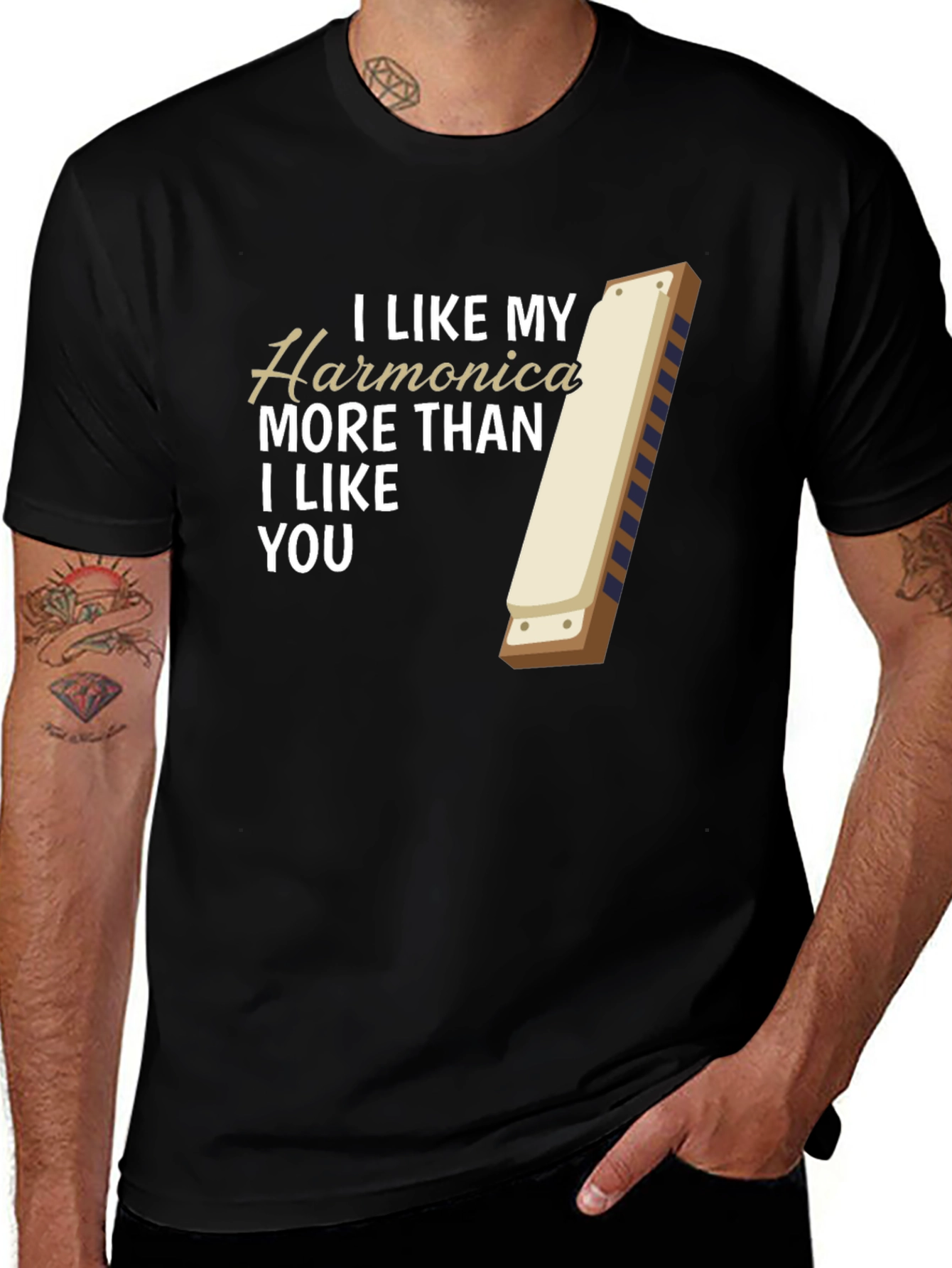 Variant 9 of I Like My Harmonica T-Shirt - Music Lover Tee