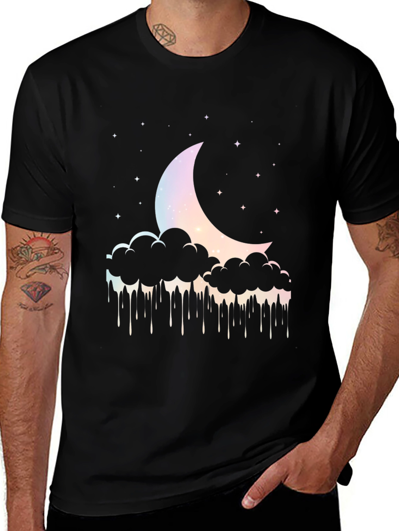 Variant 25 of Dreamy Moon Cloud Graphic Tee - Black