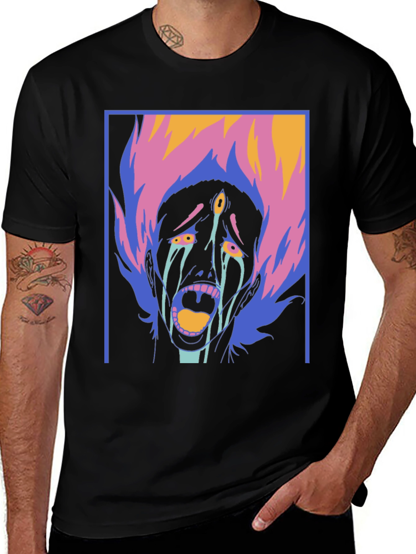 Variant 14 of Graphic Print Tee - Screaming Face Design