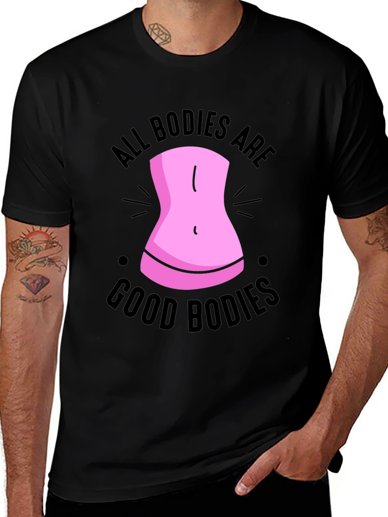 Variant 9 of All Bodies Are Good Bodies Black T-Shirt