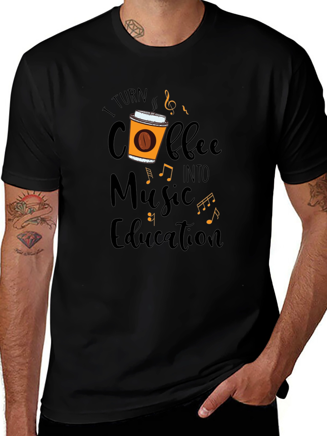 Variant 22 of Coffee Music Education Black T-Shirt