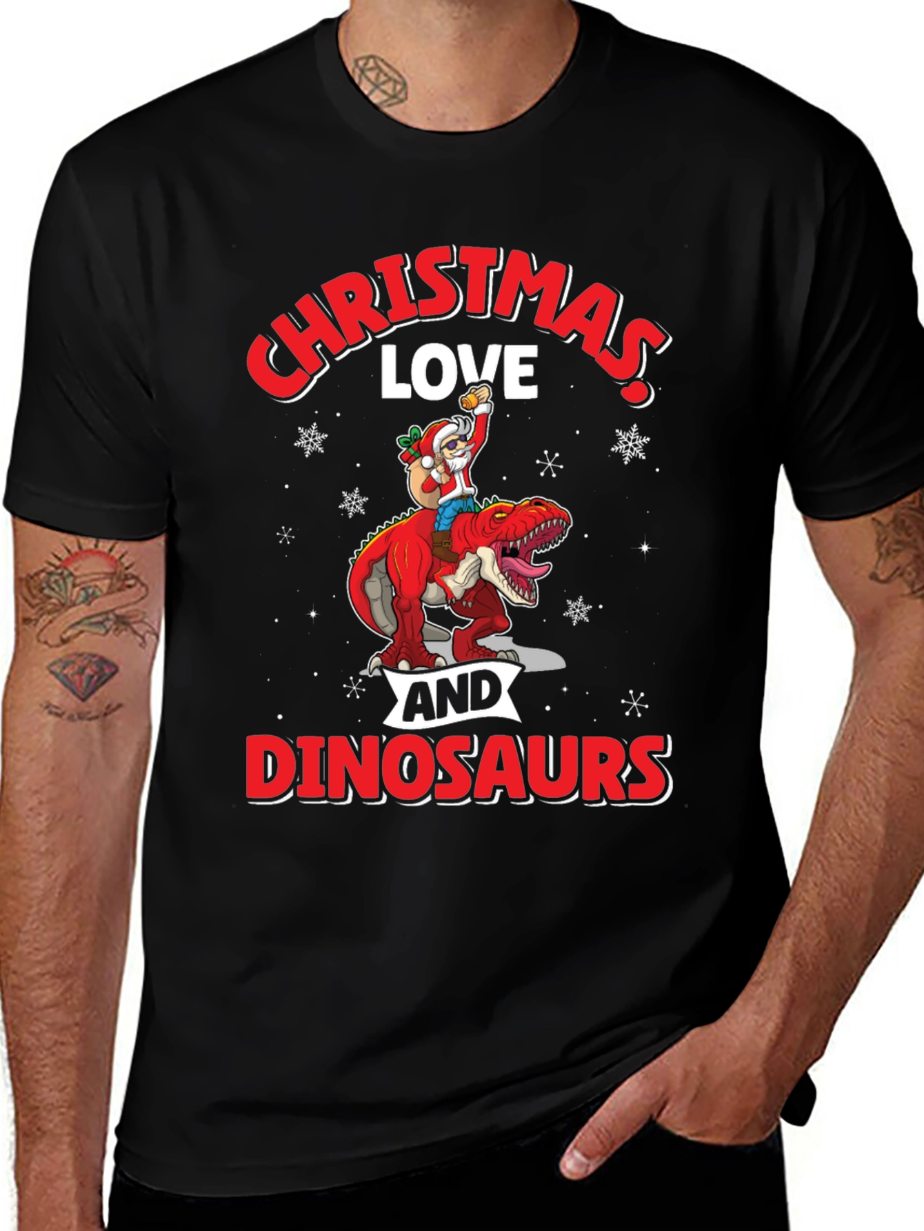 Christmas Love and Dinosaurs Graphic Tee