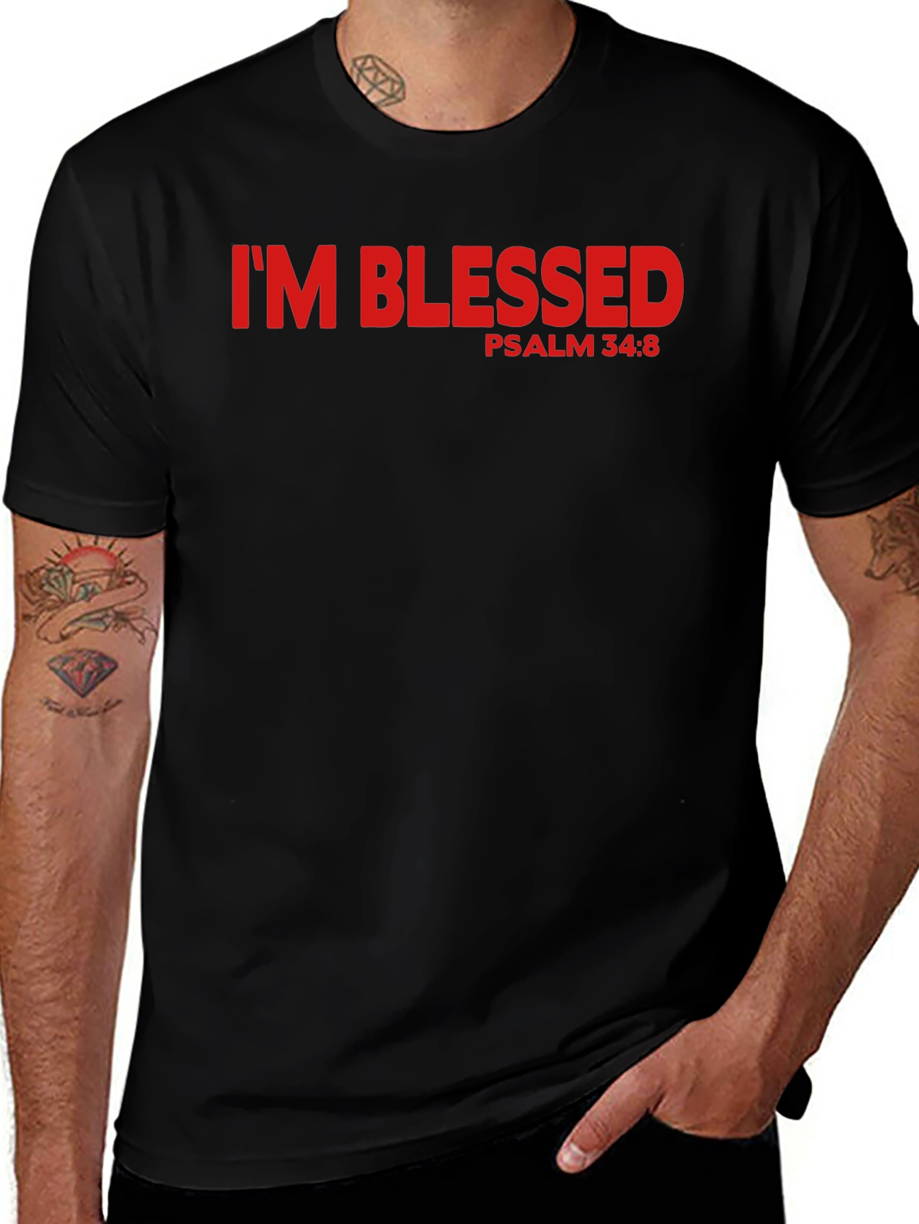 Variant 4 of I'm Blessed Psalm 34:8 Graphic T-Shirt