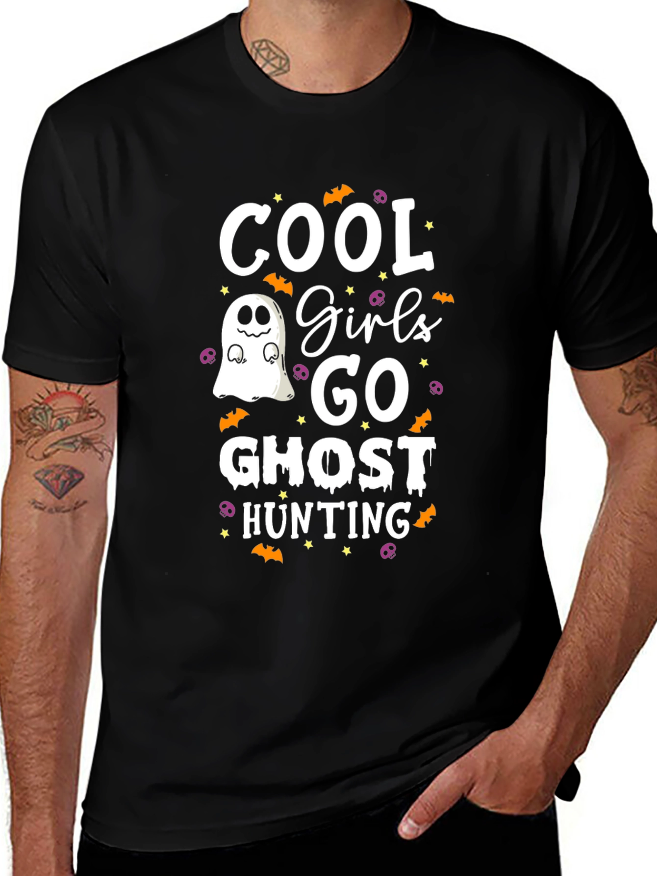 Cool Girls Go Ghost Hunting Halloween Tee