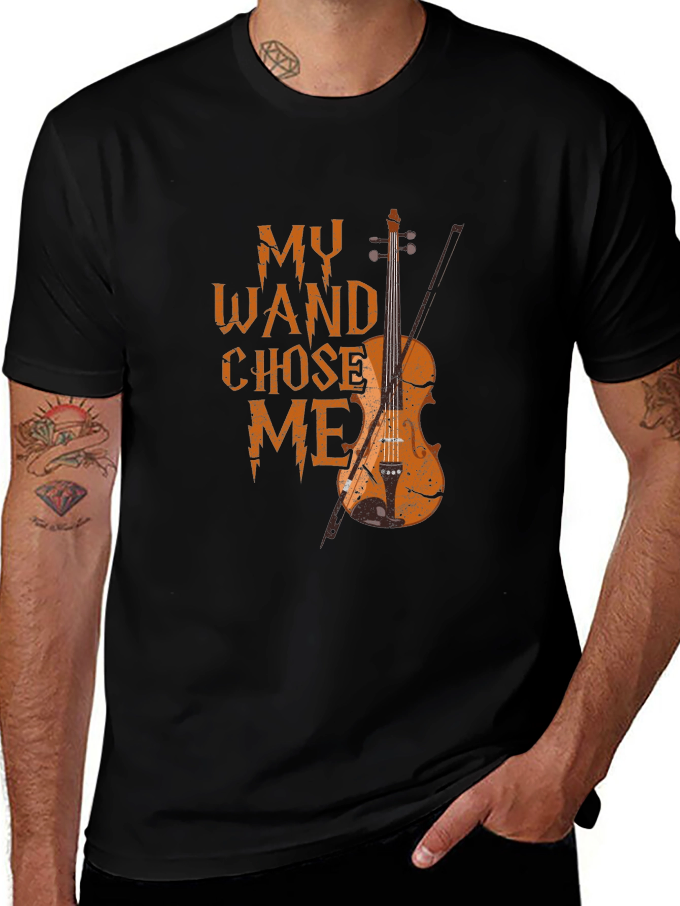 Variant 14 of My Wand Chose Me Violin T-Shirt - Music Lover Tee